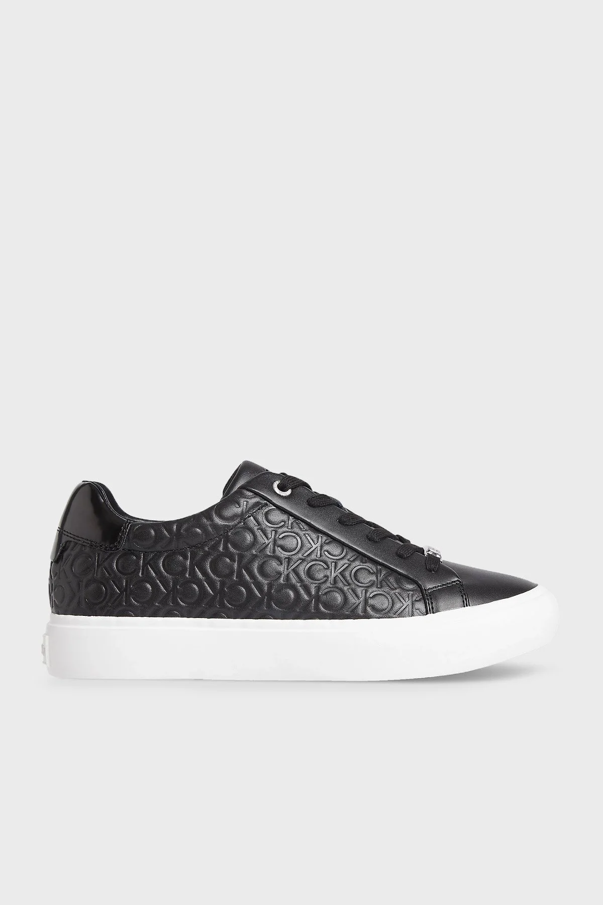 Calvin Klein Logolu Deri Sneaker Bayan Ayakkabı HW0HW01373 0GK SİYAH - 1