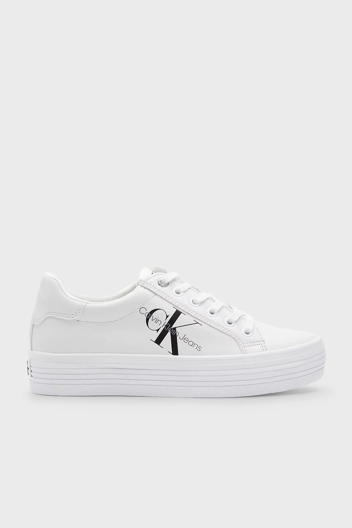 Calvin Klein Logolu Deri Sneaker Bayan Ayakkabı YW0YW00847 YAF BEYAZ - 5