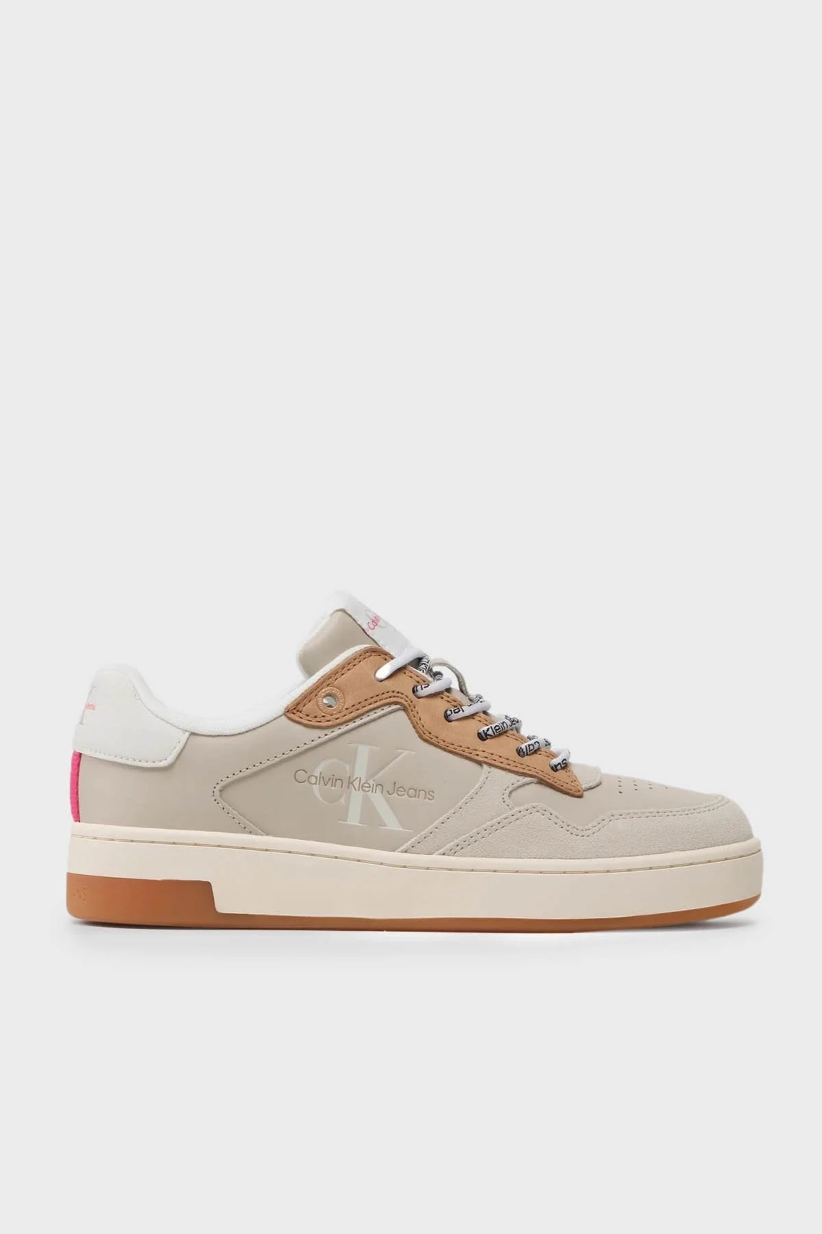 Calvin Klein Logolu Deri Sneaker Bayan Ayakkabı YW0YW00920 0F4 BEYAZ - 1