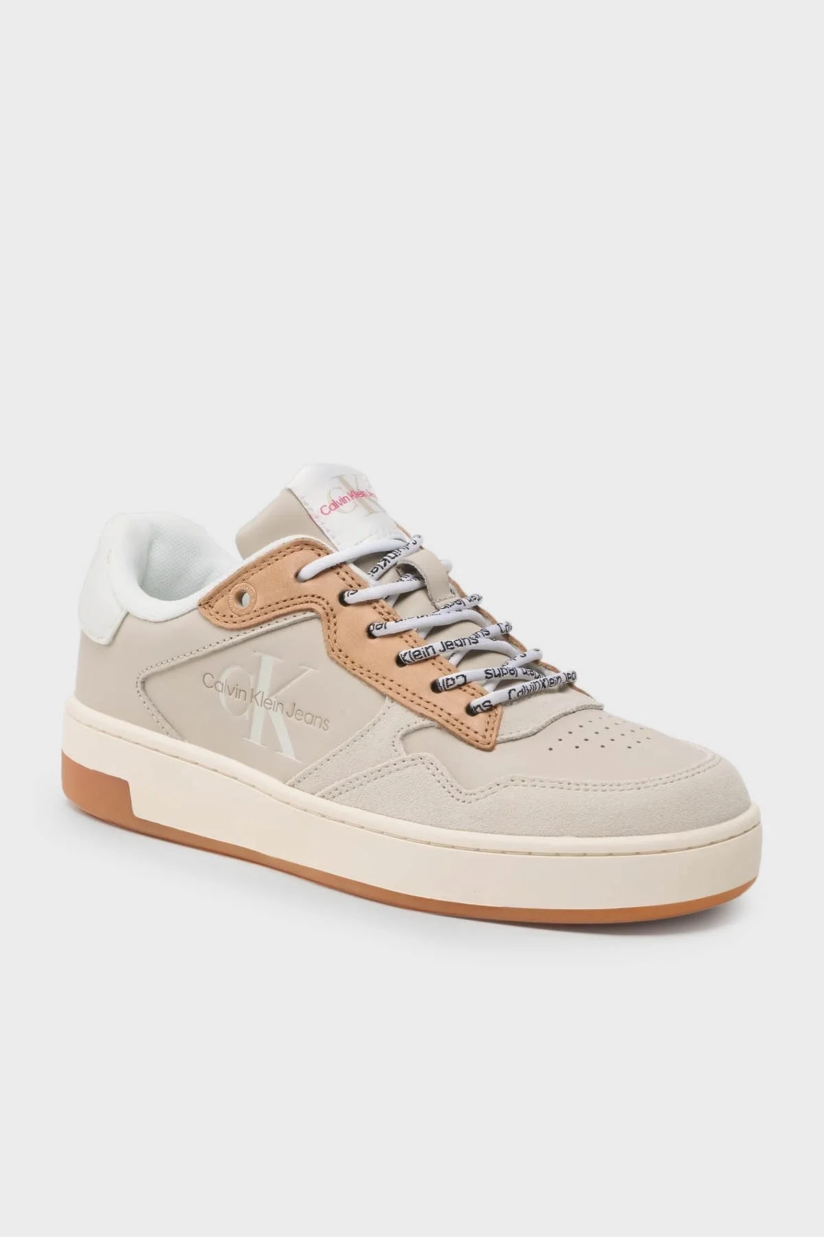 Calvin Klein Logolu Deri Sneaker Bayan Ayakkabı YW0YW00920 0F4 BEYAZ - 2