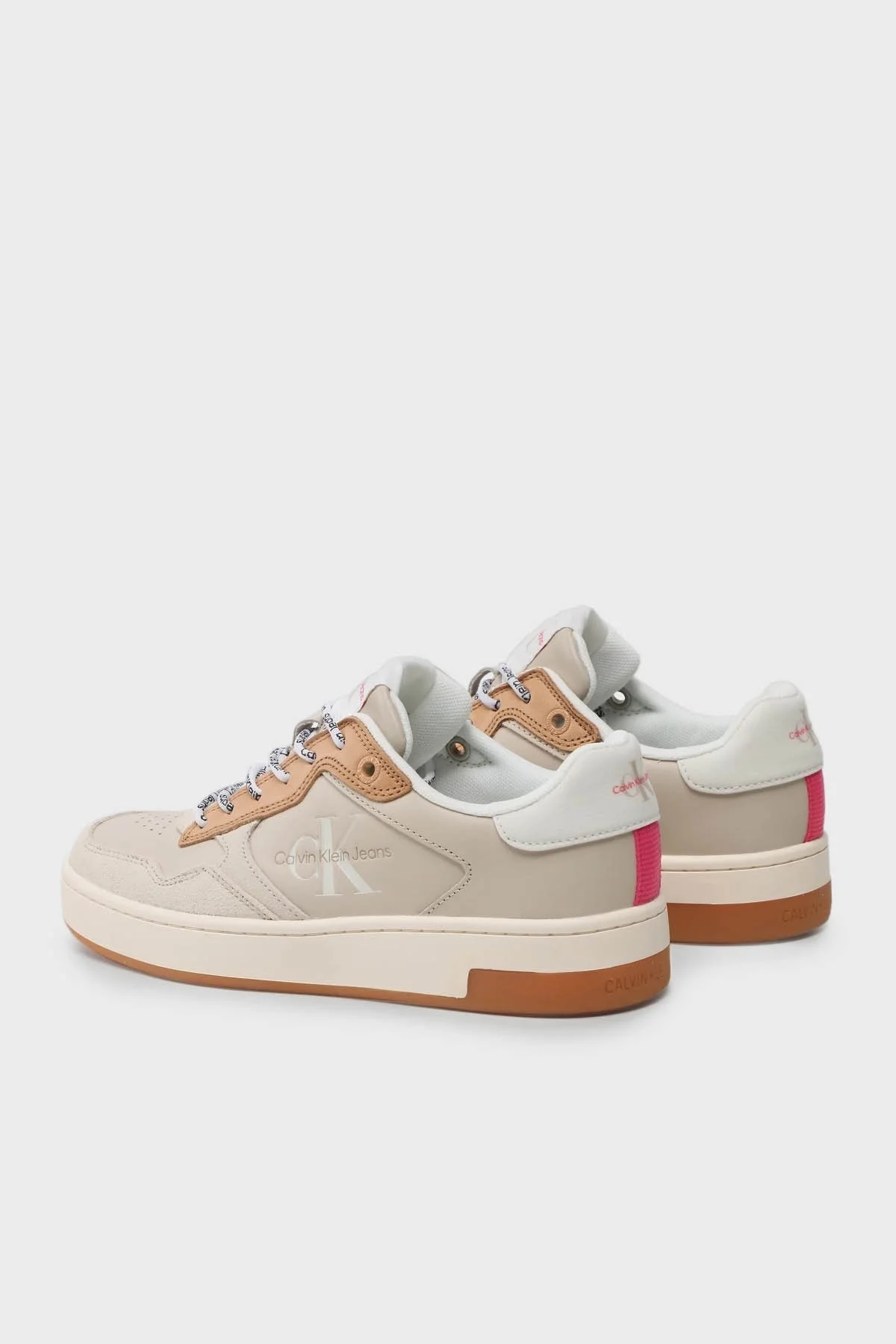 Calvin Klein Logolu Deri Sneaker Bayan Ayakkabı YW0YW00920 0F4 BEYAZ - 3