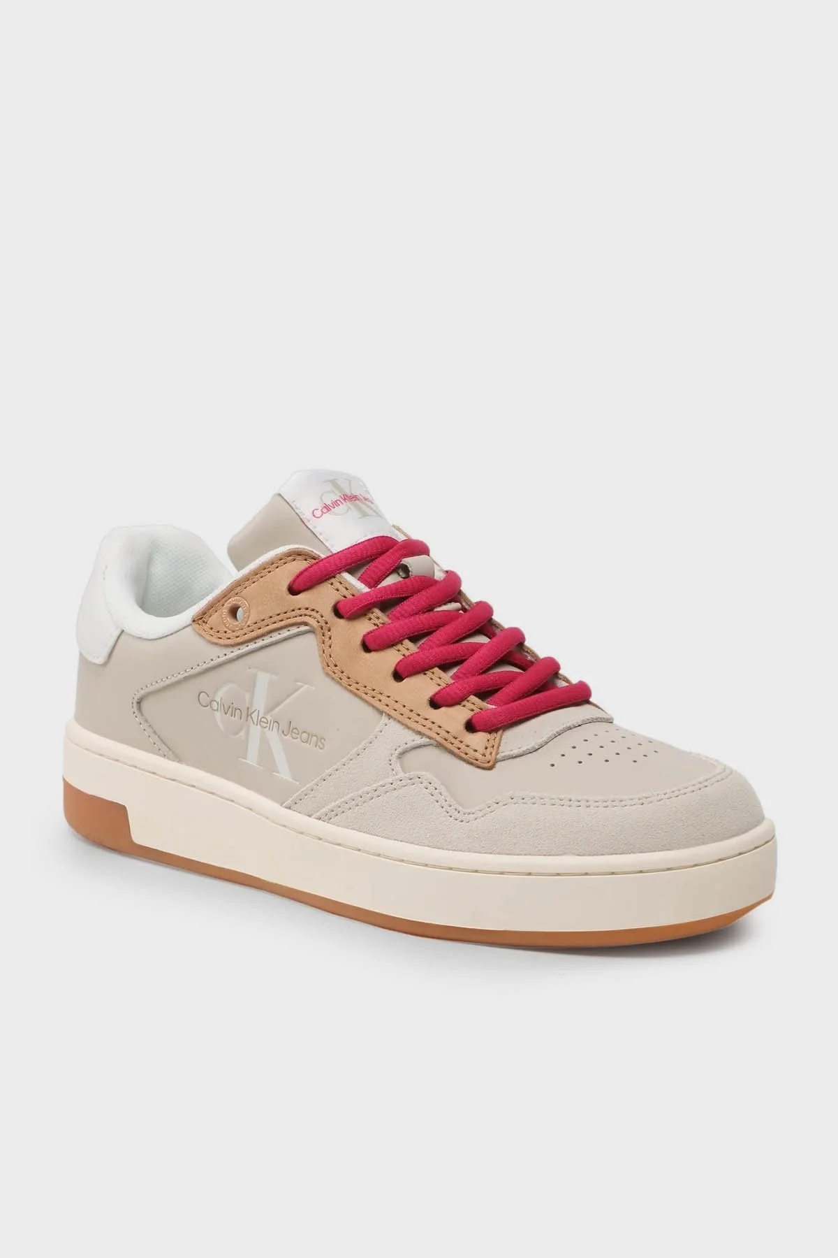 Calvin Klein Logolu Deri Sneaker Bayan Ayakkabı YW0YW00920 0F4 BEYAZ - 5