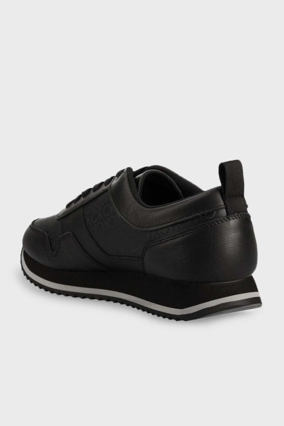 Calvin Klein Logolu Deri Sneaker Erkek Ayakkabı HM0HM00997 0GK SİYAH - 3