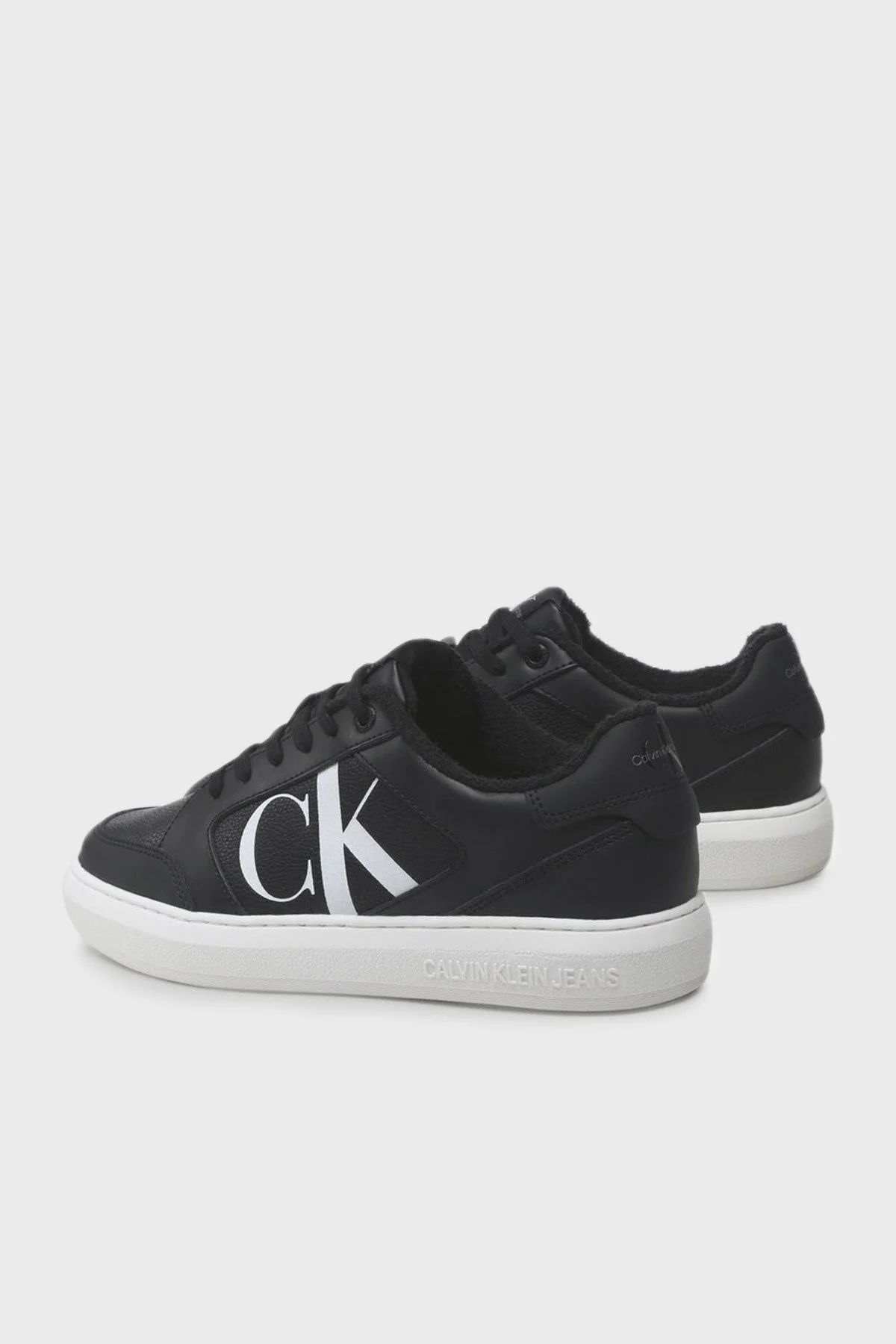 Calvin Klein Logolu Deri Sneaker Erkek Ayakkabı YM0YM00573 0GJ SİYAH-BEYAZ - 3