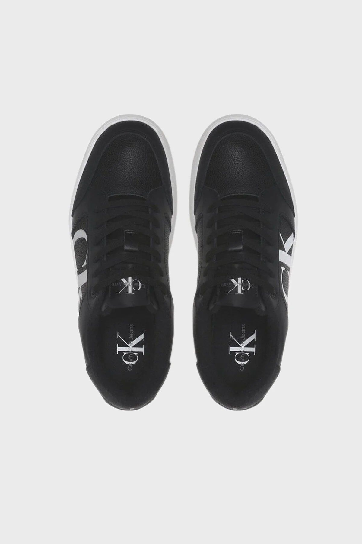 Calvin Klein Logolu Deri Sneaker Erkek Ayakkabı YM0YM00573 0GJ SİYAH-BEYAZ - 5