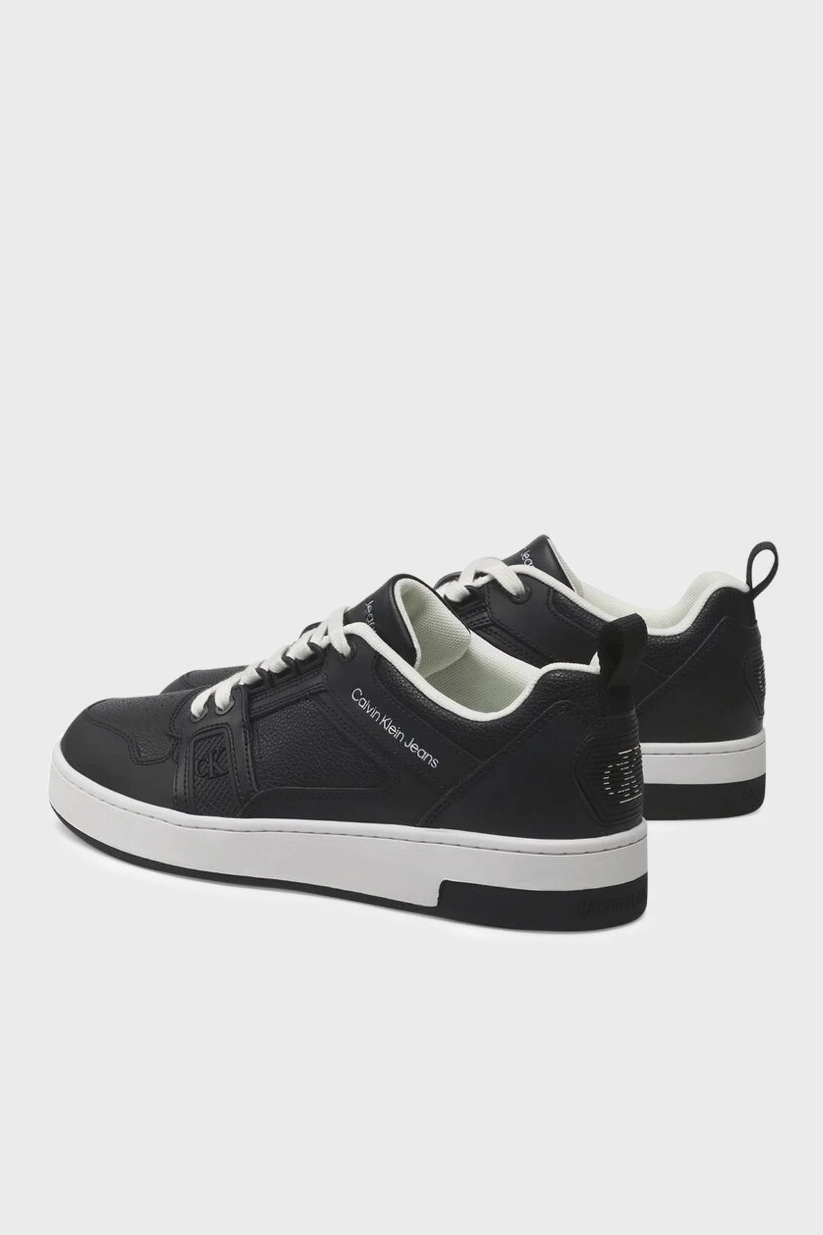 Calvin Klein Logolu Deri Sneaker Erkek Ayakkabı YM0YM00575 00T SİYAH - 3