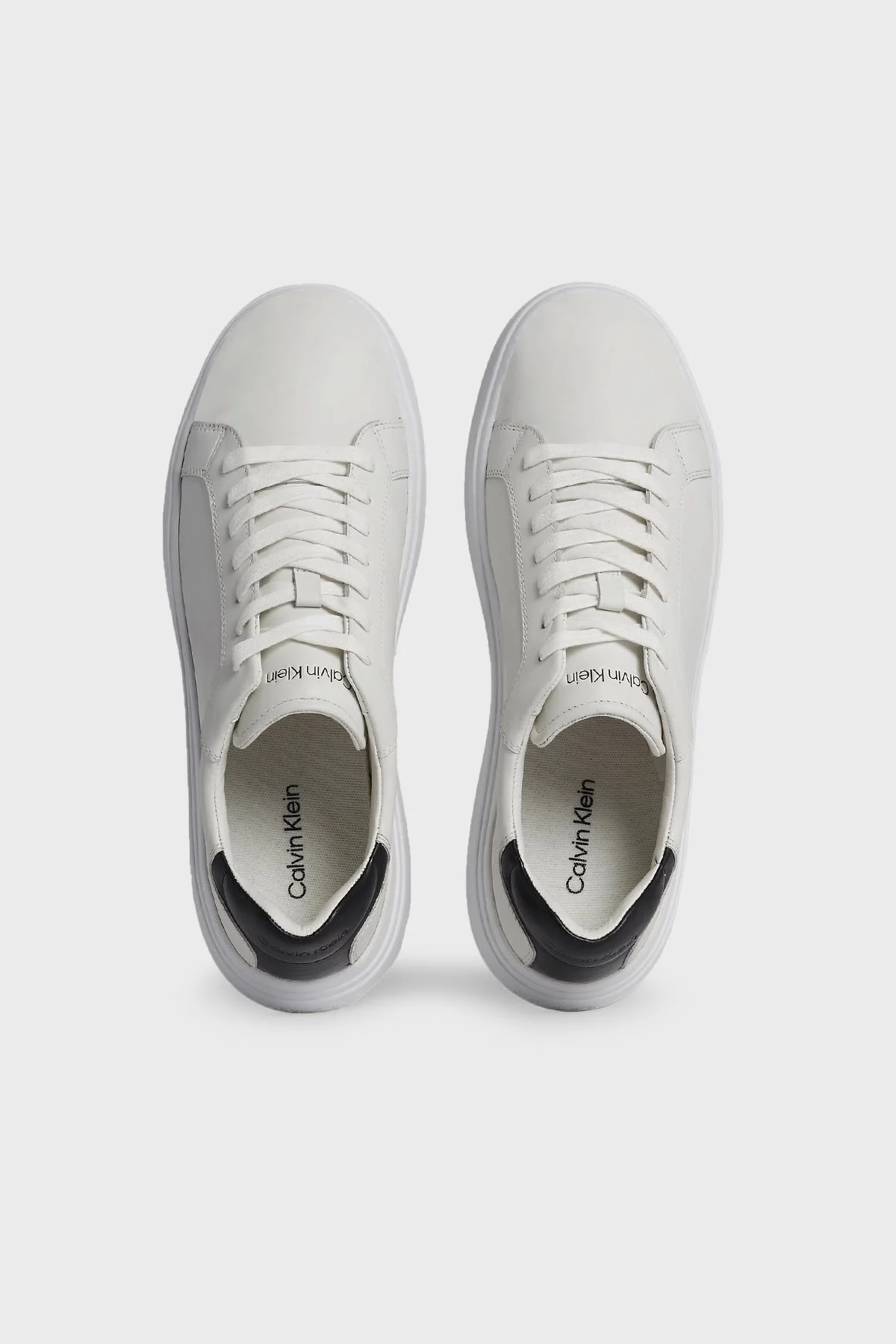 Calvin Klein Logolu Deri Sneaker HM0HM010160K9 Erkek Ayakkabı HM0HM01016 0K9 BEYAZ-SİYAH - 4