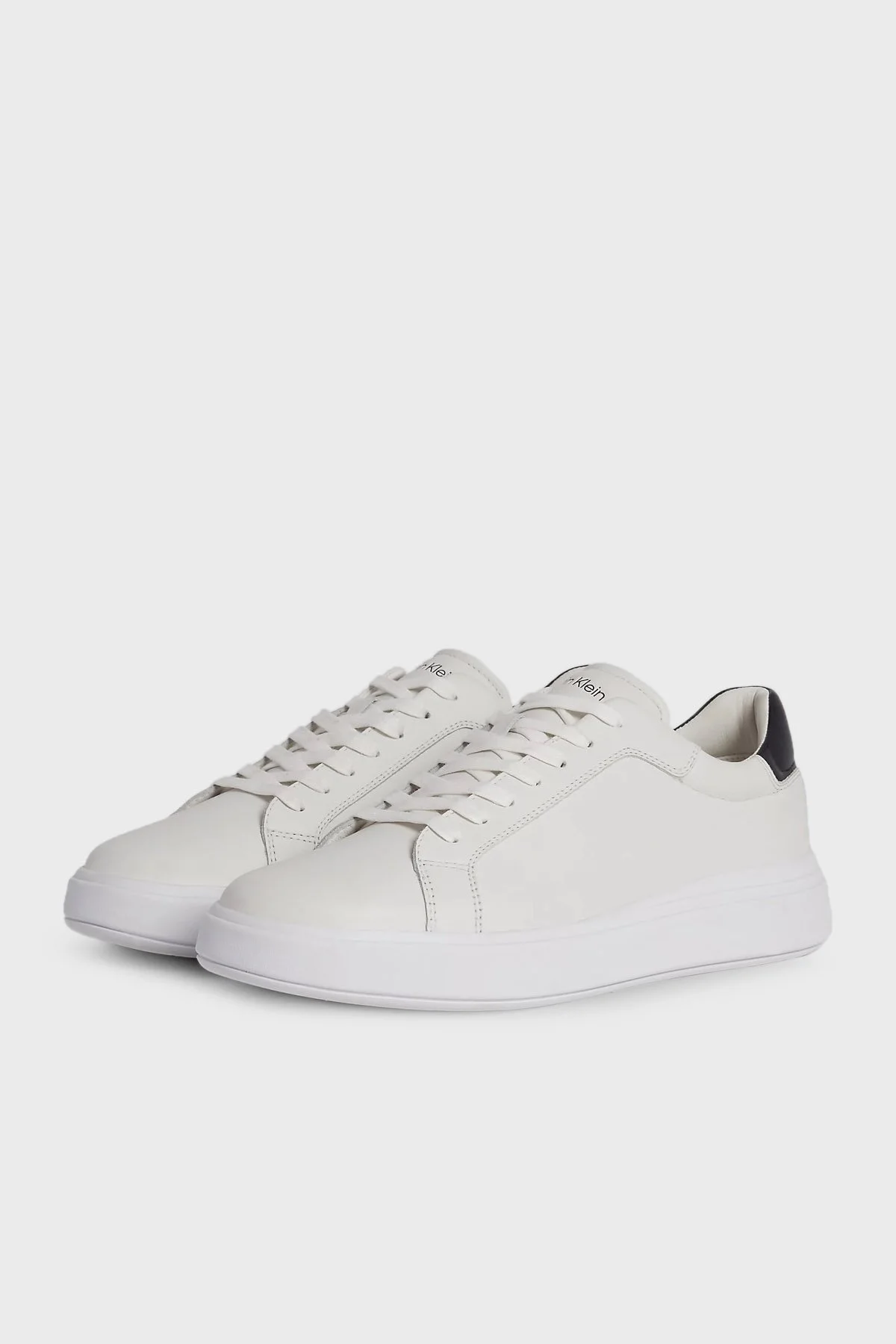 Calvin Klein Logolu Deri Sneaker HM0HM010160K9 Erkek Ayakkabı HM0HM01016 0K9 BEYAZ-SİYAH - 5