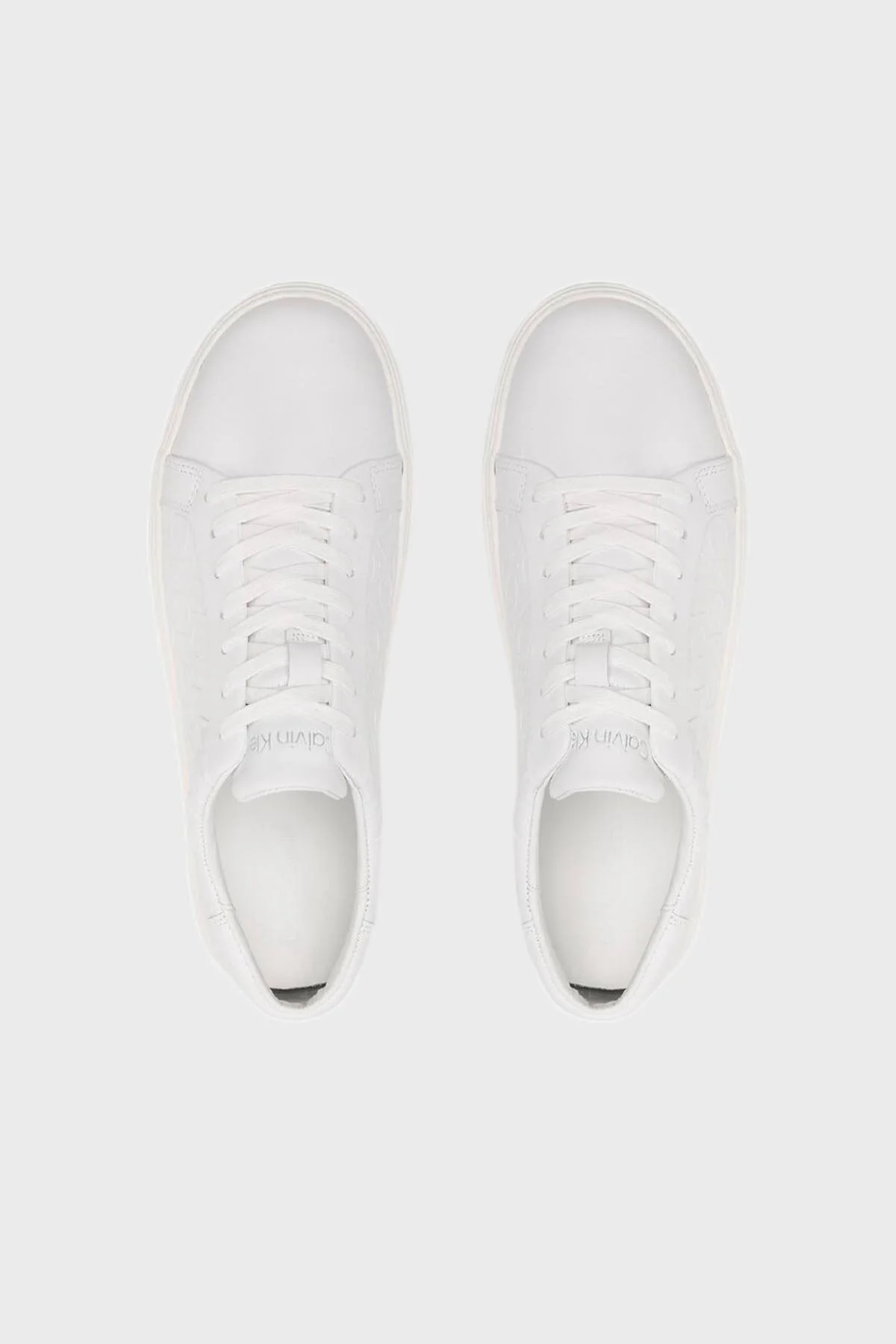 Calvin Klein Logolu Deri Sneaker HM0HM010680K4 Erkek Ayakkabı HM0HM01068 0K4 BEYAZ - 4