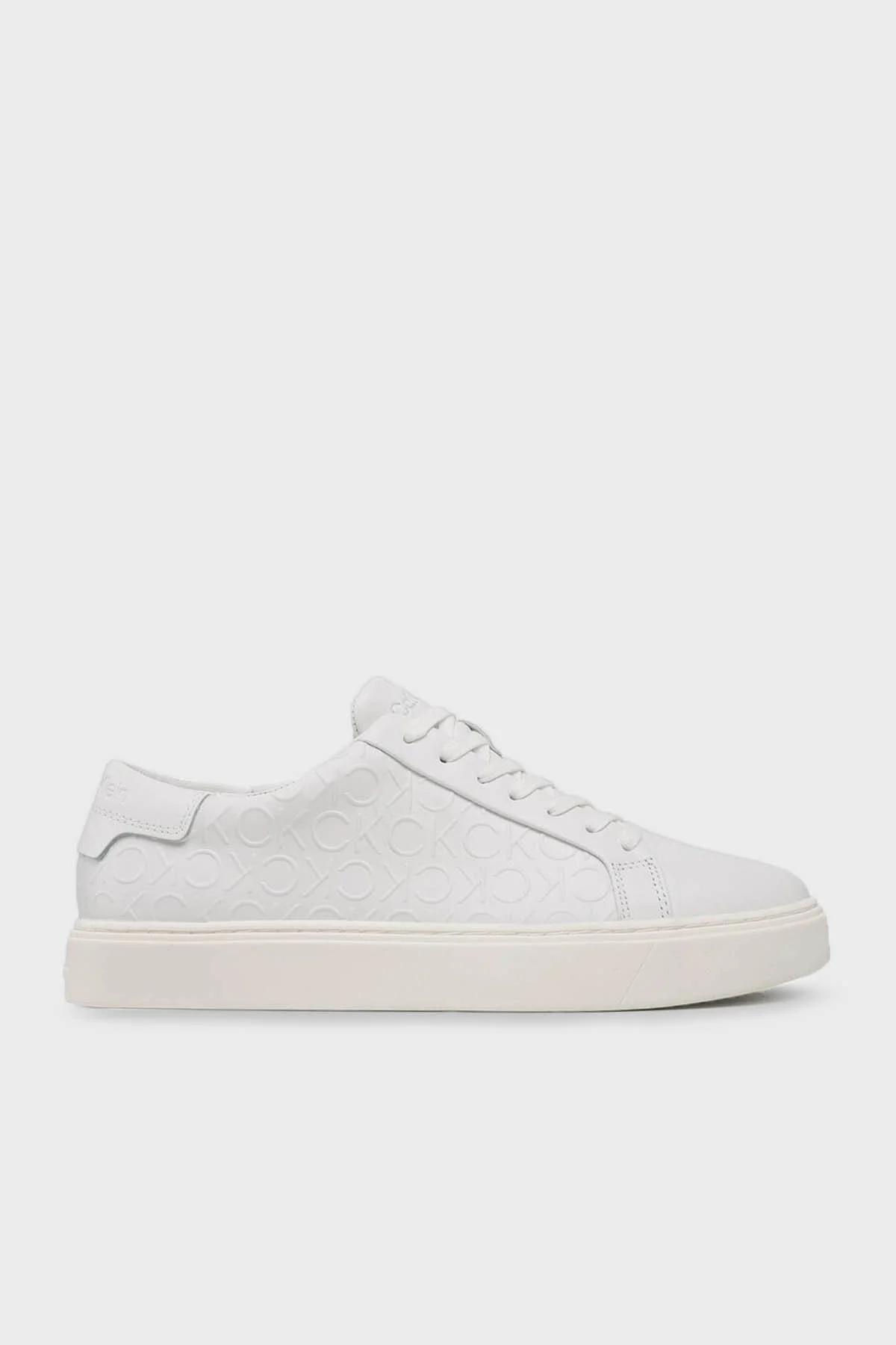 Calvin Klein Logolu Deri Sneaker HM0HM010680K4 Erkek Ayakkabı HM0HM01068 0K4 BEYAZ - 1
