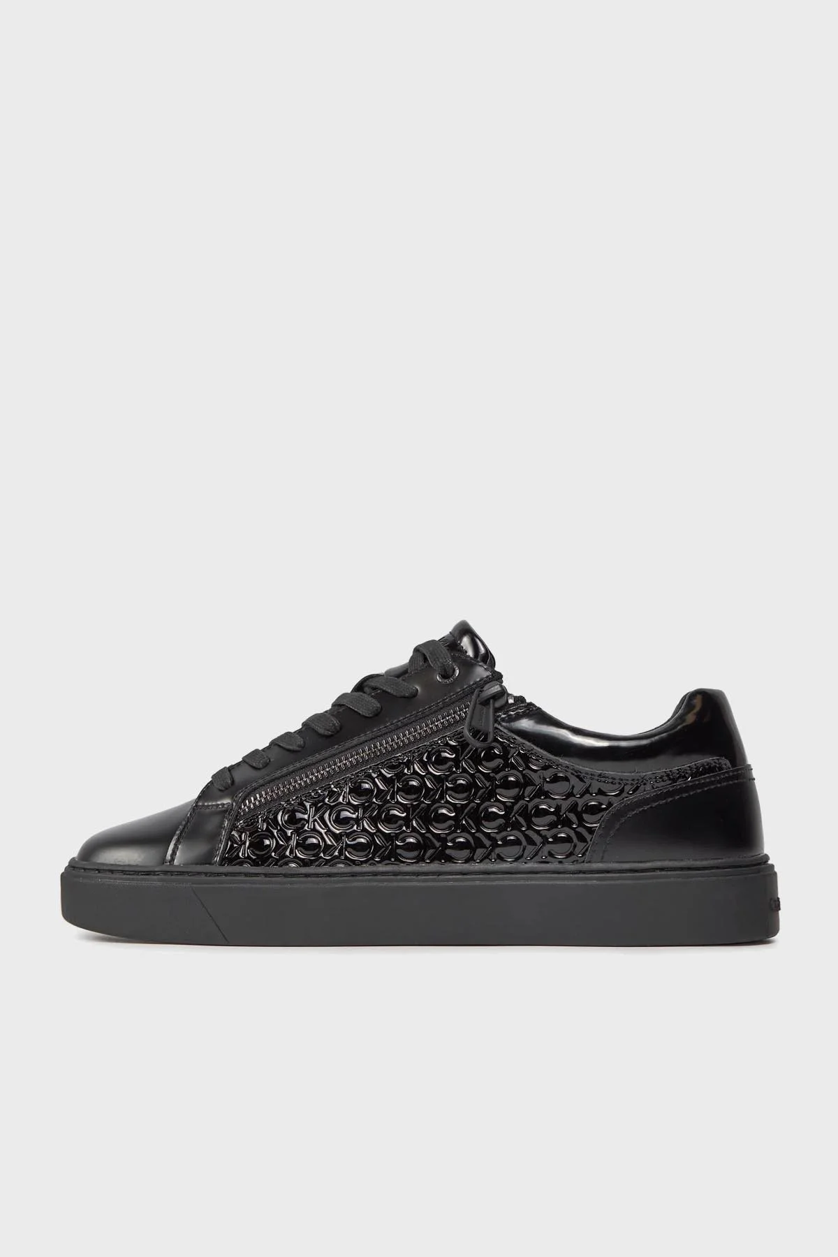 Calvin Klein Logolu Deri Sneaker HM0HM012770GU Erkek Ayakkabı HM0HM01277 0GU SİYAH - 2