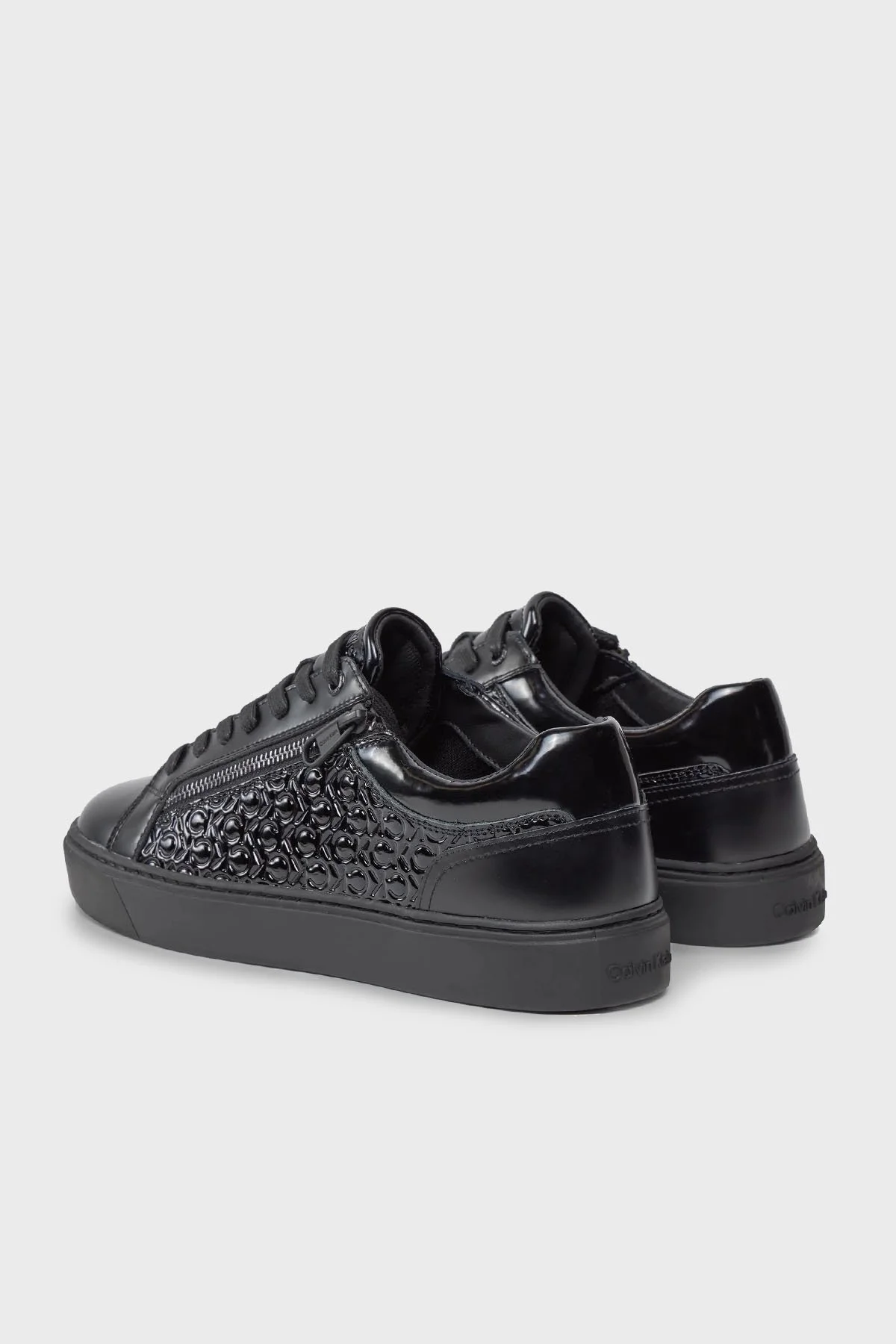 Calvin Klein Logolu Deri Sneaker HM0HM012770GU Erkek Ayakkabı HM0HM01277 0GU SİYAH - 3