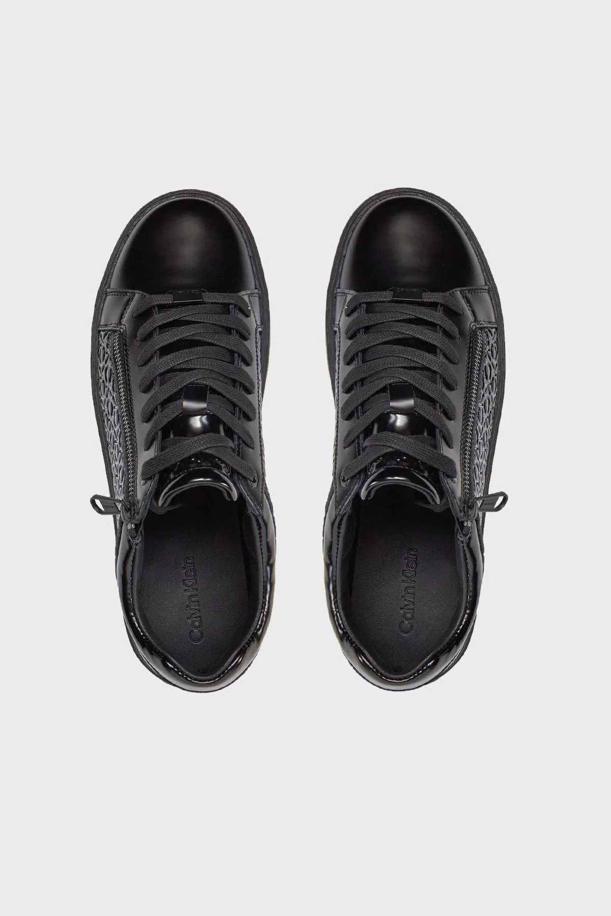 Calvin Klein Logolu Deri Sneaker HM0HM012770GU Erkek Ayakkabı HM0HM01277 0GU SİYAH - 5