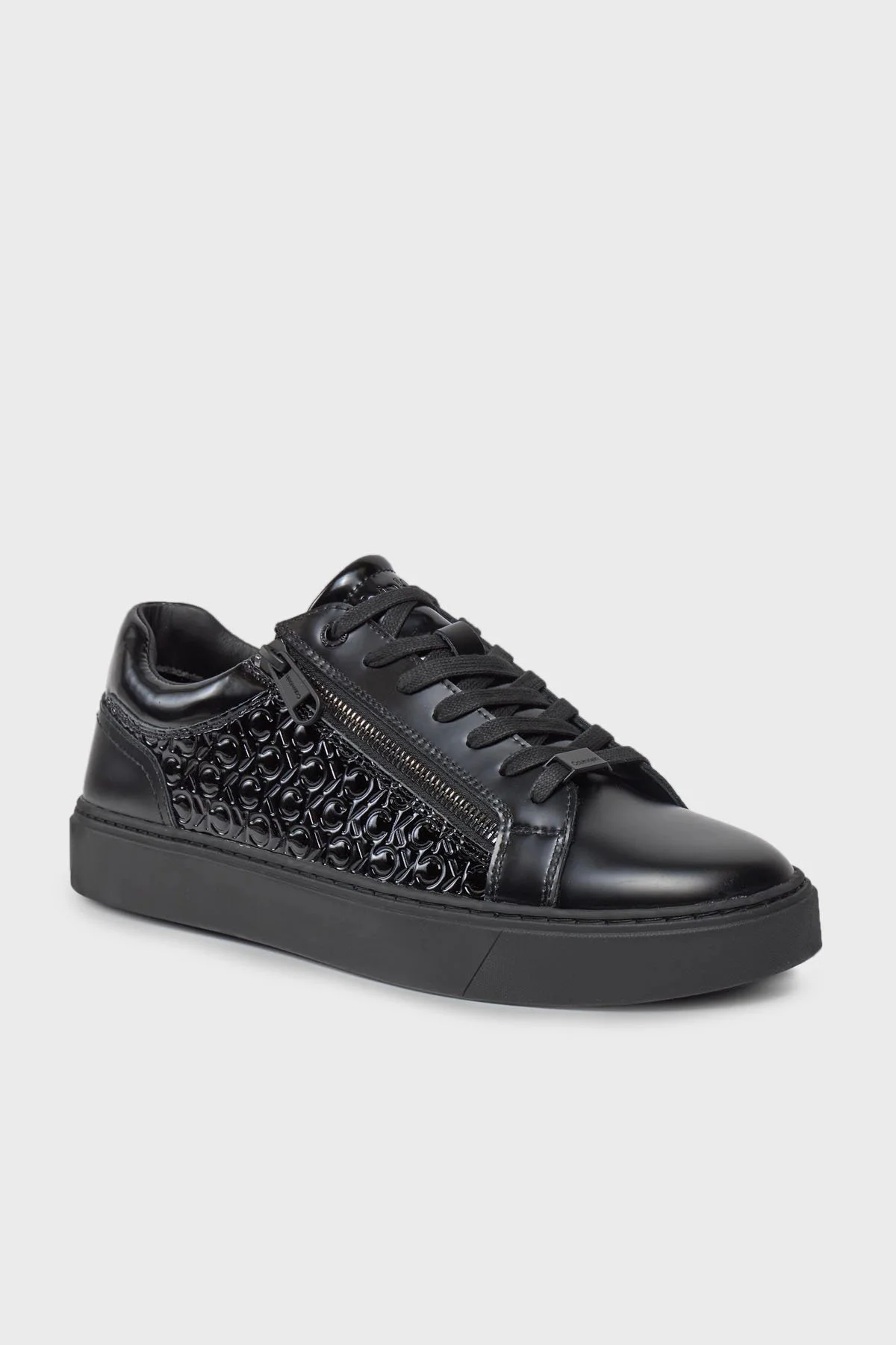 Calvin Klein Logolu Deri Sneaker HM0HM012770GU Erkek Ayakkabı HM0HM01277 0GU SİYAH - 6