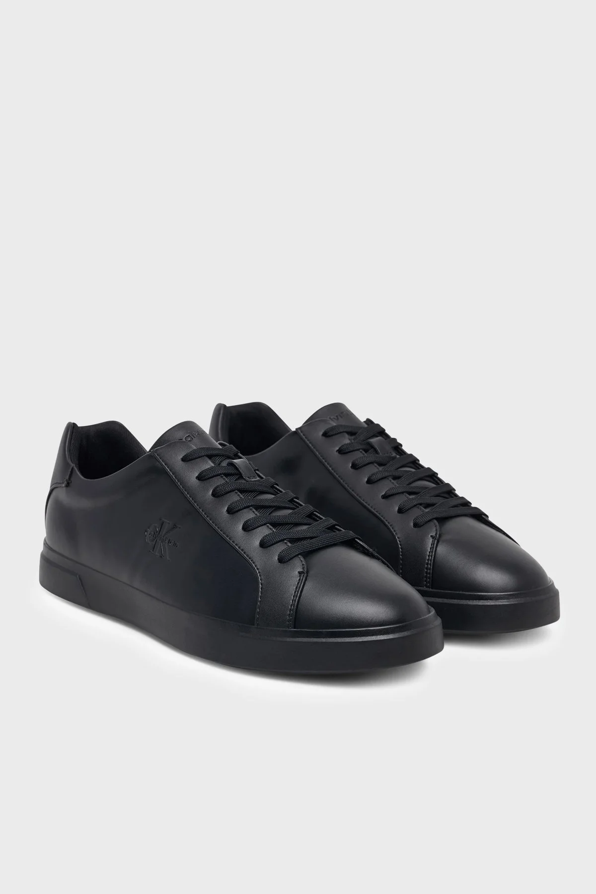 Calvin Klein Logolu Deri Sneaker HM0HM021230GJ Erkek Ayakkabı HM0HM02123 0GJ Siyah - 3