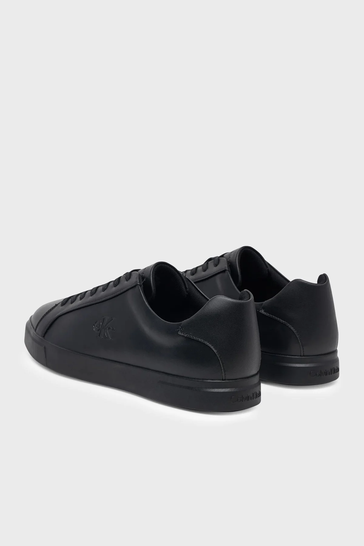 Calvin Klein Logolu Deri Sneaker HM0HM021230GJ Erkek Ayakkabı HM0HM02123 0GJ Siyah - 4