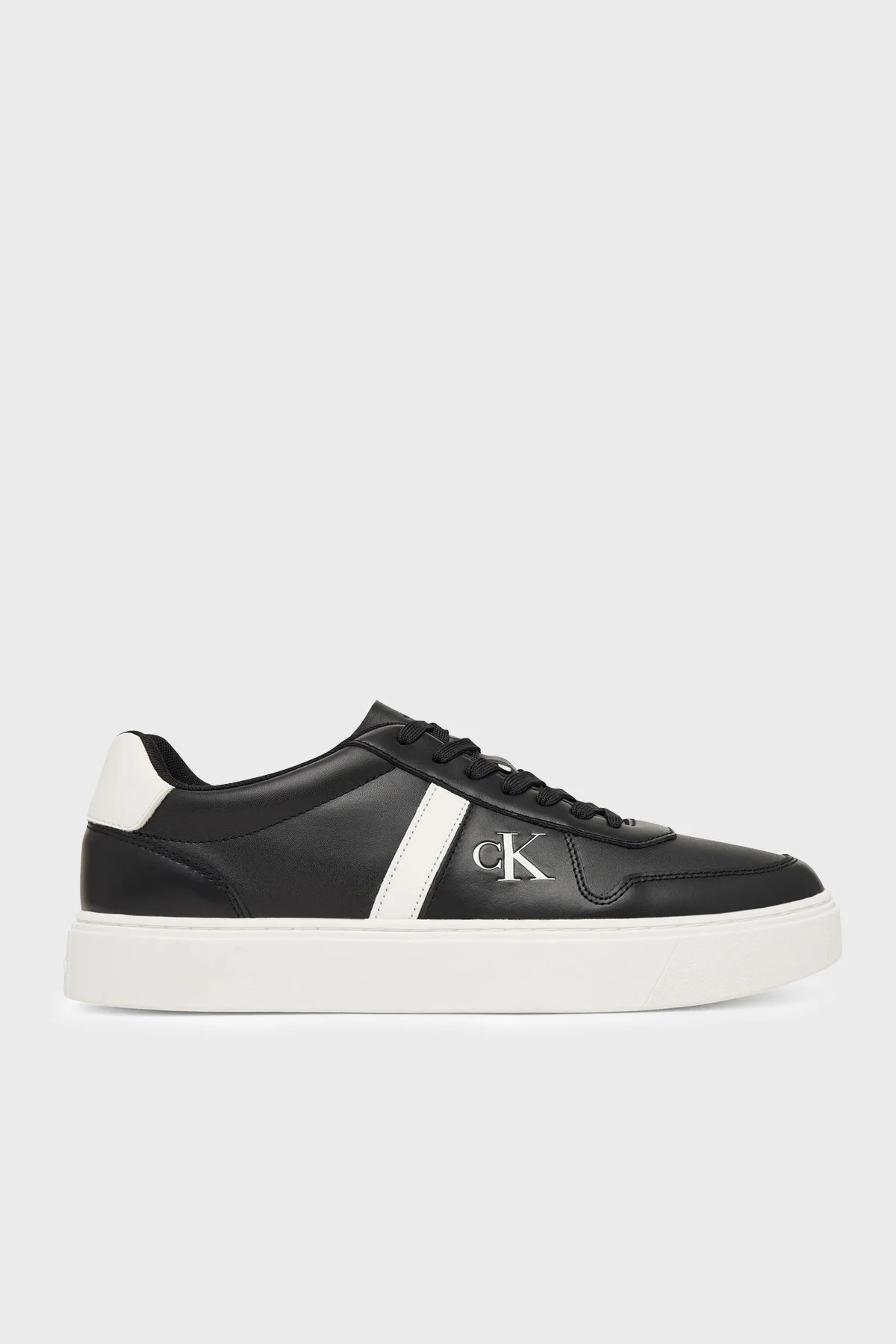 Calvin Klein Logolu Deri Sneaker HM0HM02237BEH Erkek Ayakkabı HM0HM02237 BEH SİYAH - 1