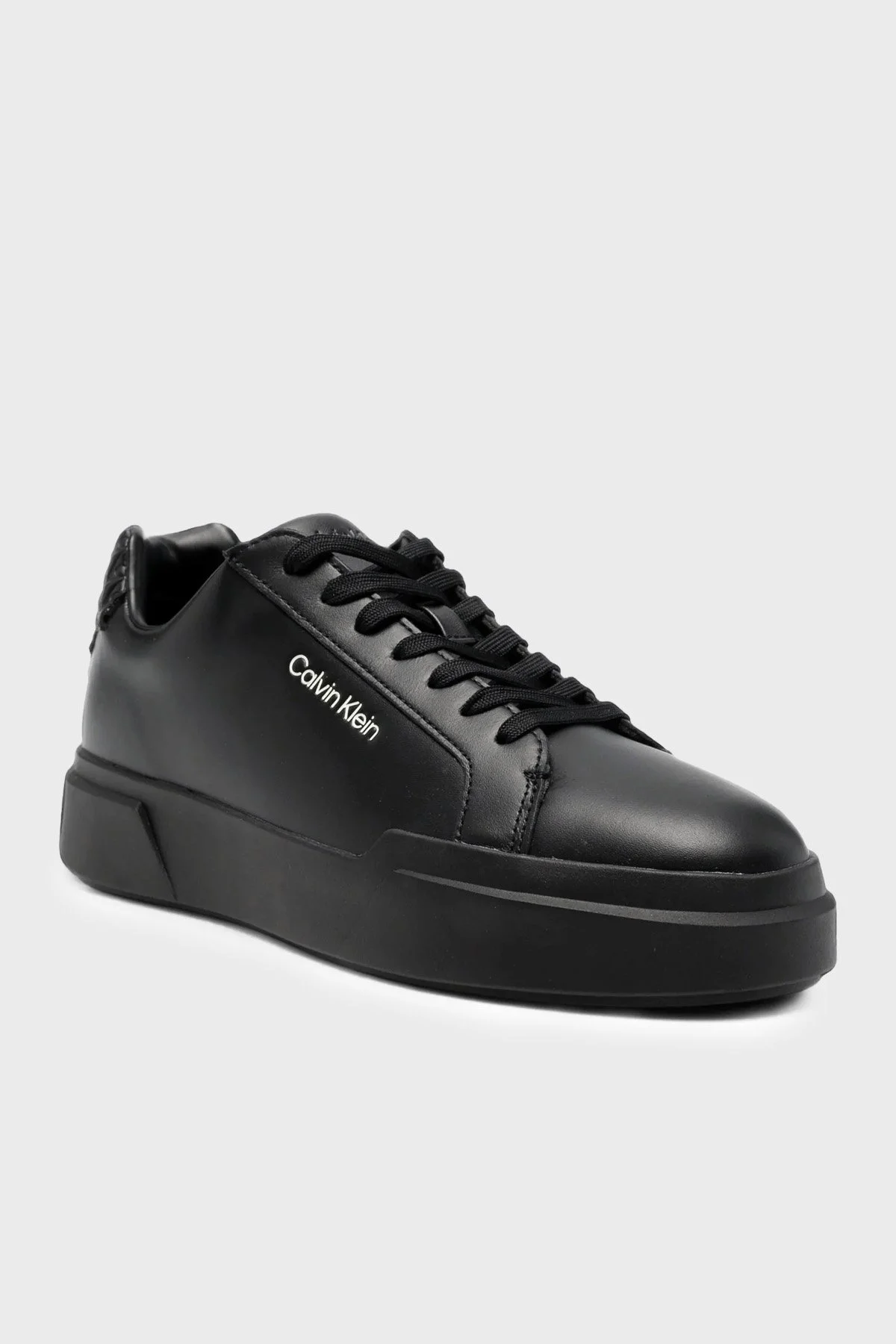 Calvin Klein Logolu Deri Sneaker HM0HM023010GJ Erkek Ayakkabı HM0HM02301 0GJ Siyah - 3