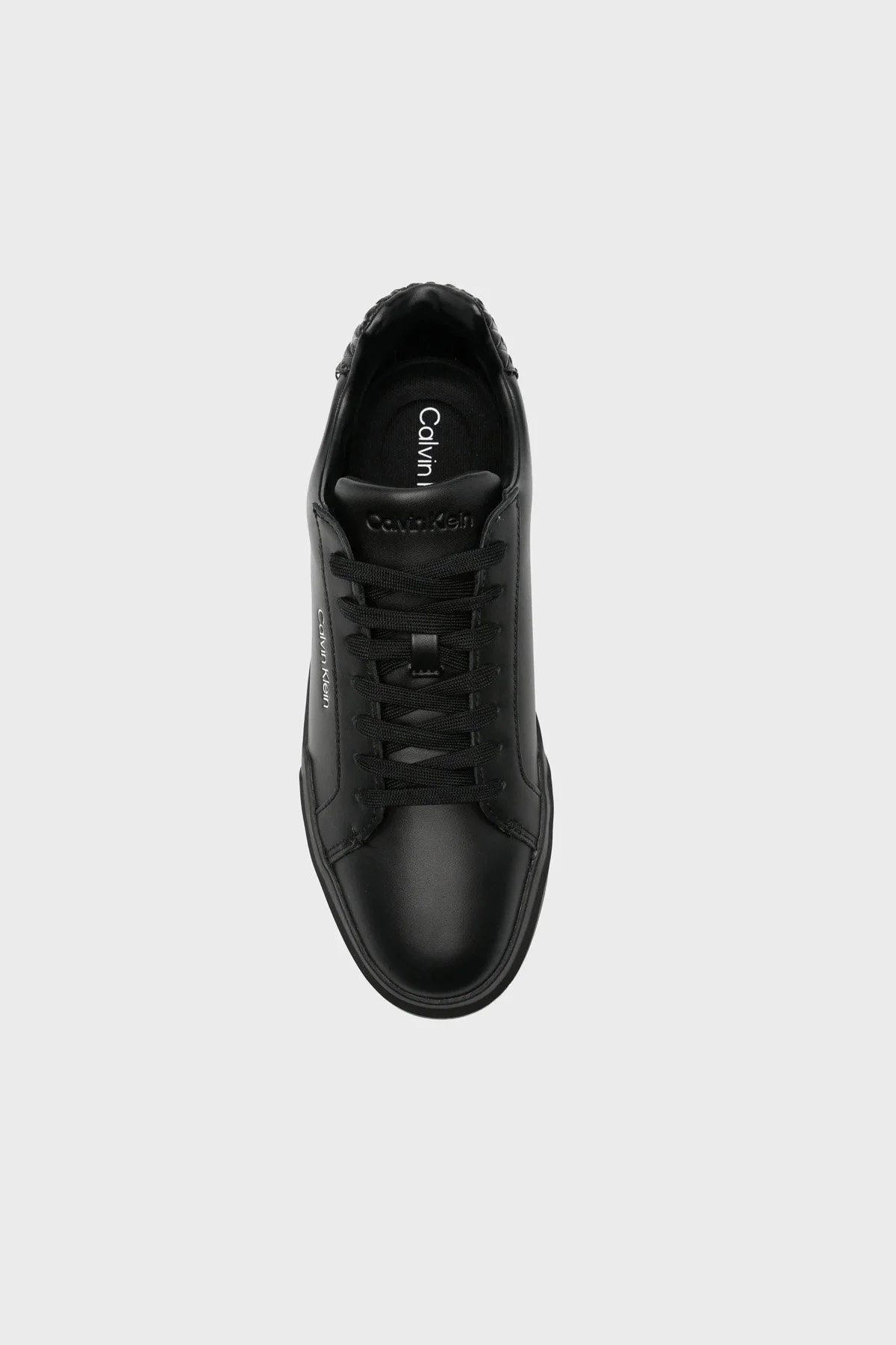Calvin Klein Logolu Deri Sneaker HM0HM023010GJ Erkek Ayakkabı HM0HM02301 0GJ Siyah - 4