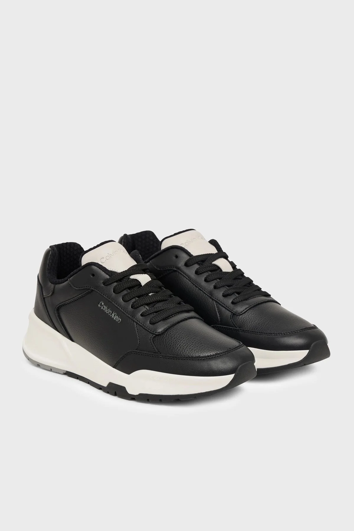 Calvin Klein Logolu Deri Sneaker HM0HM0230900Y Erkek Ayakkabı HM0HM02309 00Y Siyah - 3