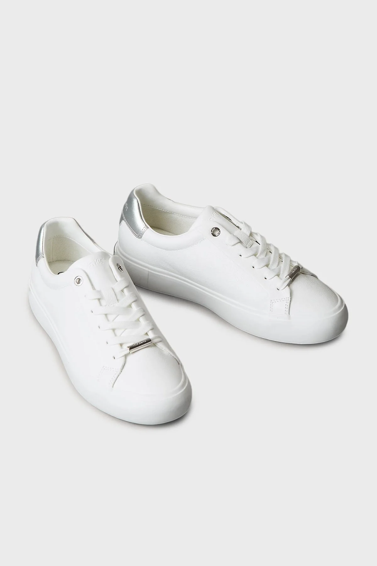 Calvin Klein Logolu Deri Sneaker HW0HW026780LC Bayan Ayakkabı HW0HW02678 0LC BEYAZ-GÜMÜŞ - 2