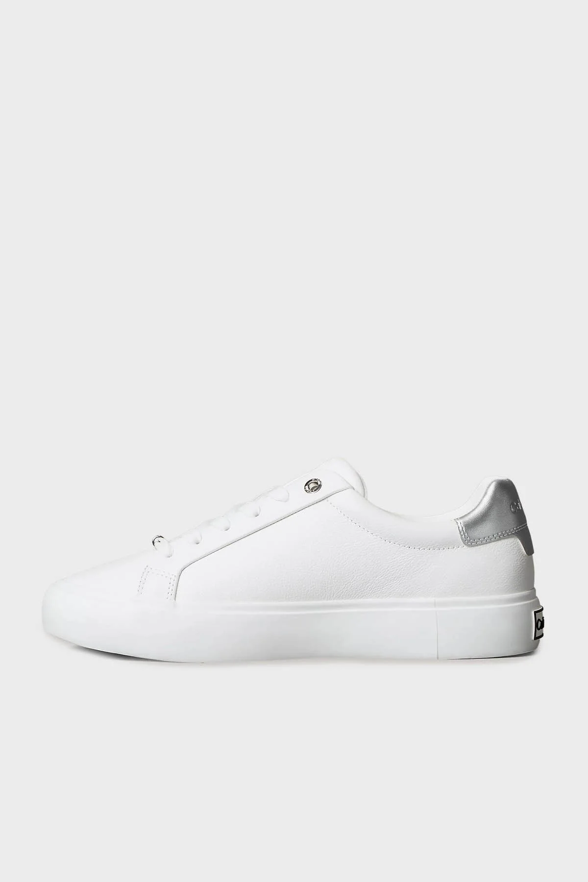 Calvin Klein Logolu Deri Sneaker HW0HW026780LC Bayan Ayakkabı HW0HW02678 0LC BEYAZ-GÜMÜŞ - 3