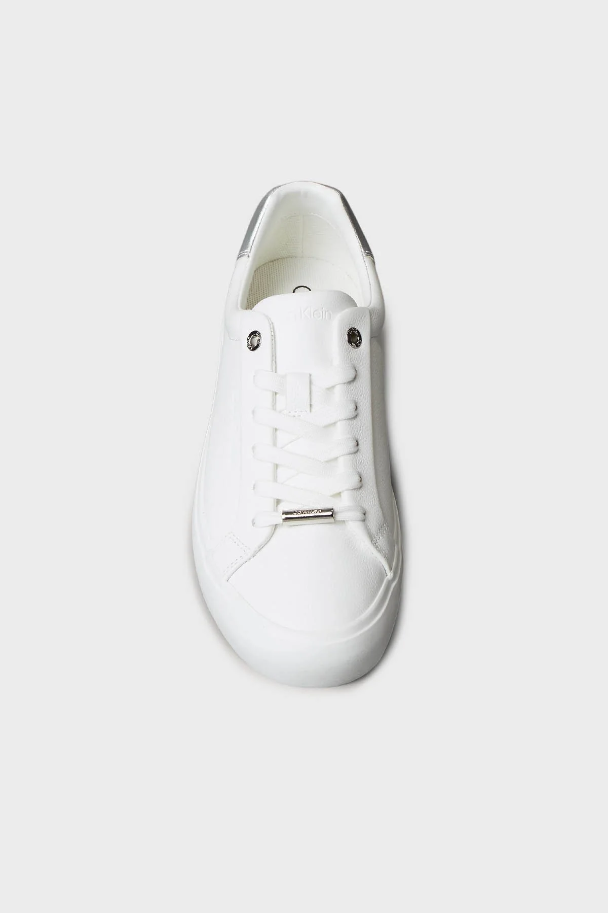 Calvin Klein Logolu Deri Sneaker HW0HW026780LC Bayan Ayakkabı HW0HW02678 0LC BEYAZ-GÜMÜŞ - 4