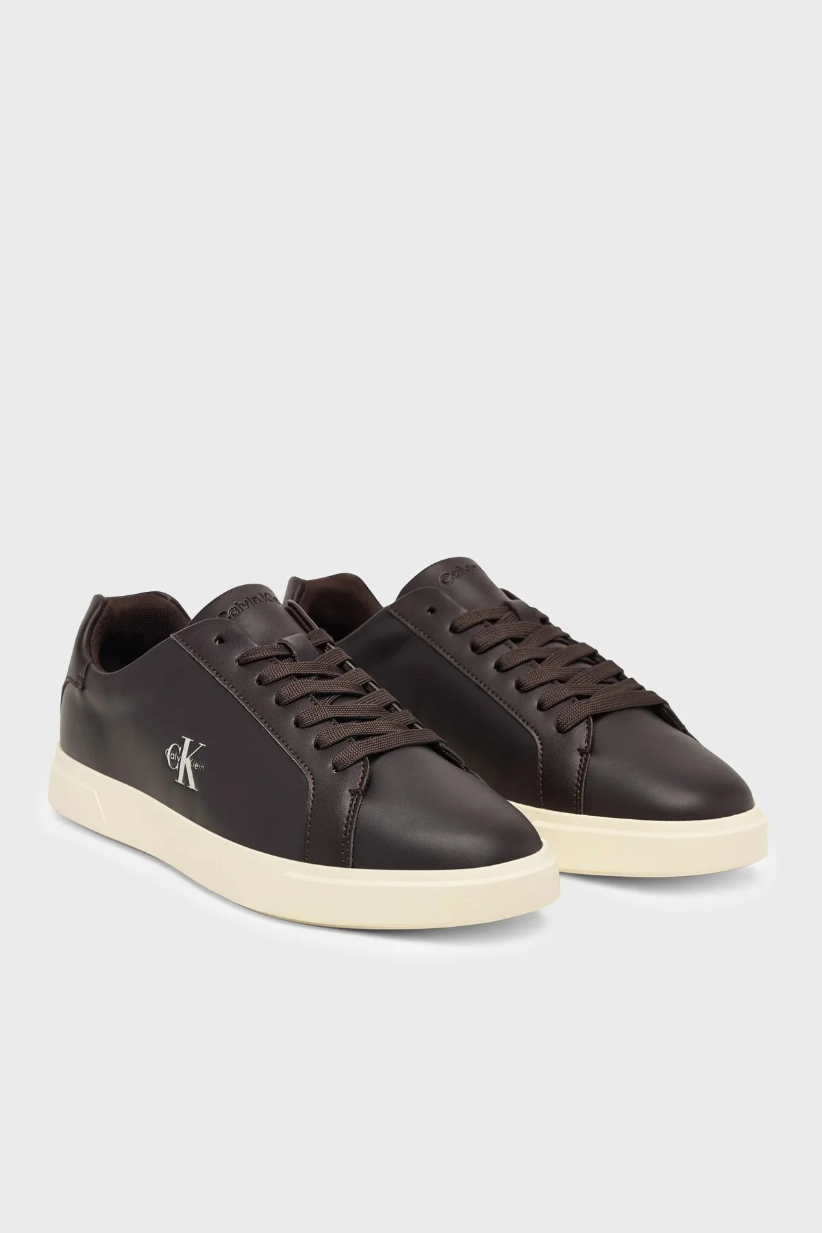 Calvin Klein Logolu Deri Sneaker HW0HW032950JW Kadın Ayakkabı HW0HW03295 0JW Kahve - 3