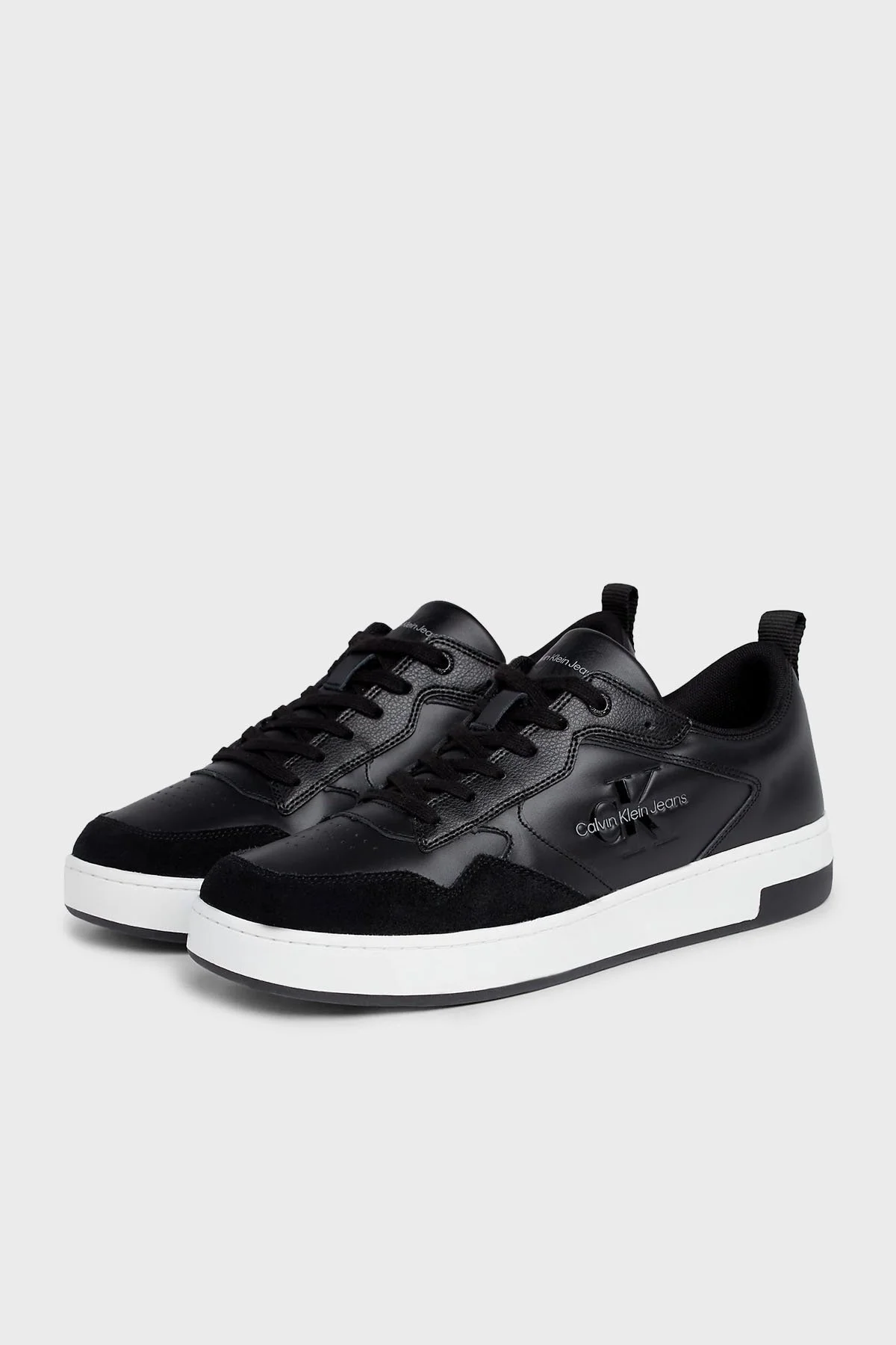Calvin Klein Logolu Deri Sneaker YM0YM005740GM Erkek Ayakkabı YM0YM00574 0GM SİYAH-BEYAZ - 2
