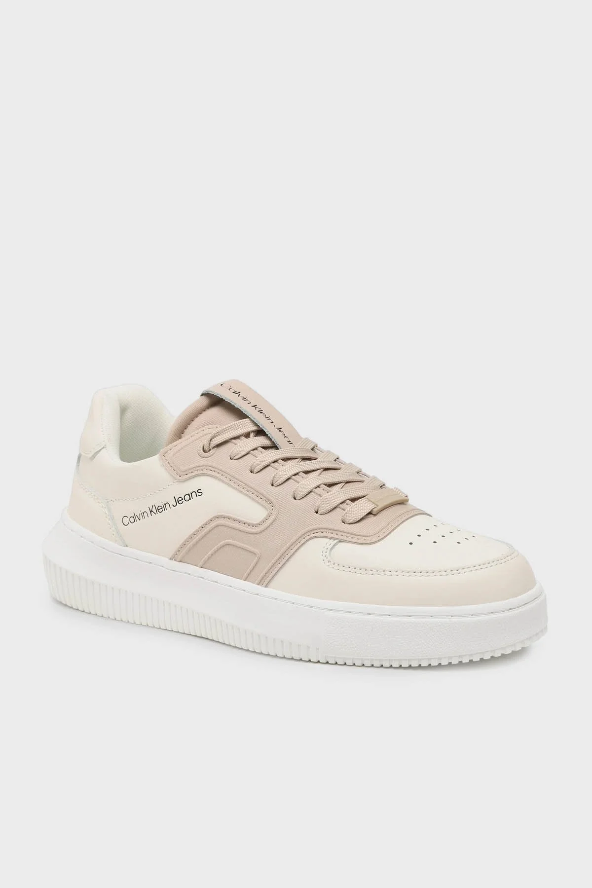 Calvin Klein Logolu Deri Sneaker YM0YM006130K7 Erkek Ayakkabı YM0YM00613 0K7 Beyaz-Krem - 2