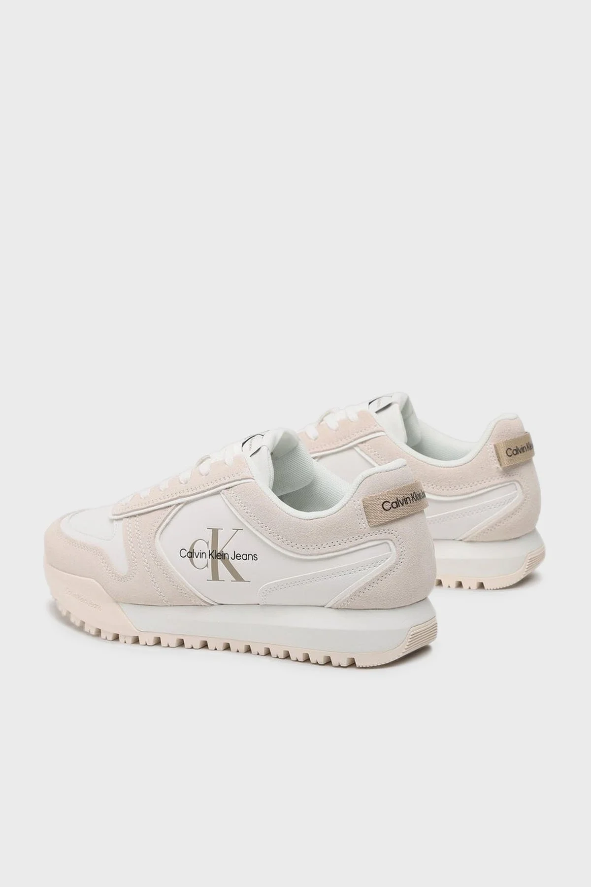 Calvin Klein Logolu Deri Sneaker YM0YM006240LA Erkek Ayakkabı YM0YM00624 0LA BEYAZ - 4