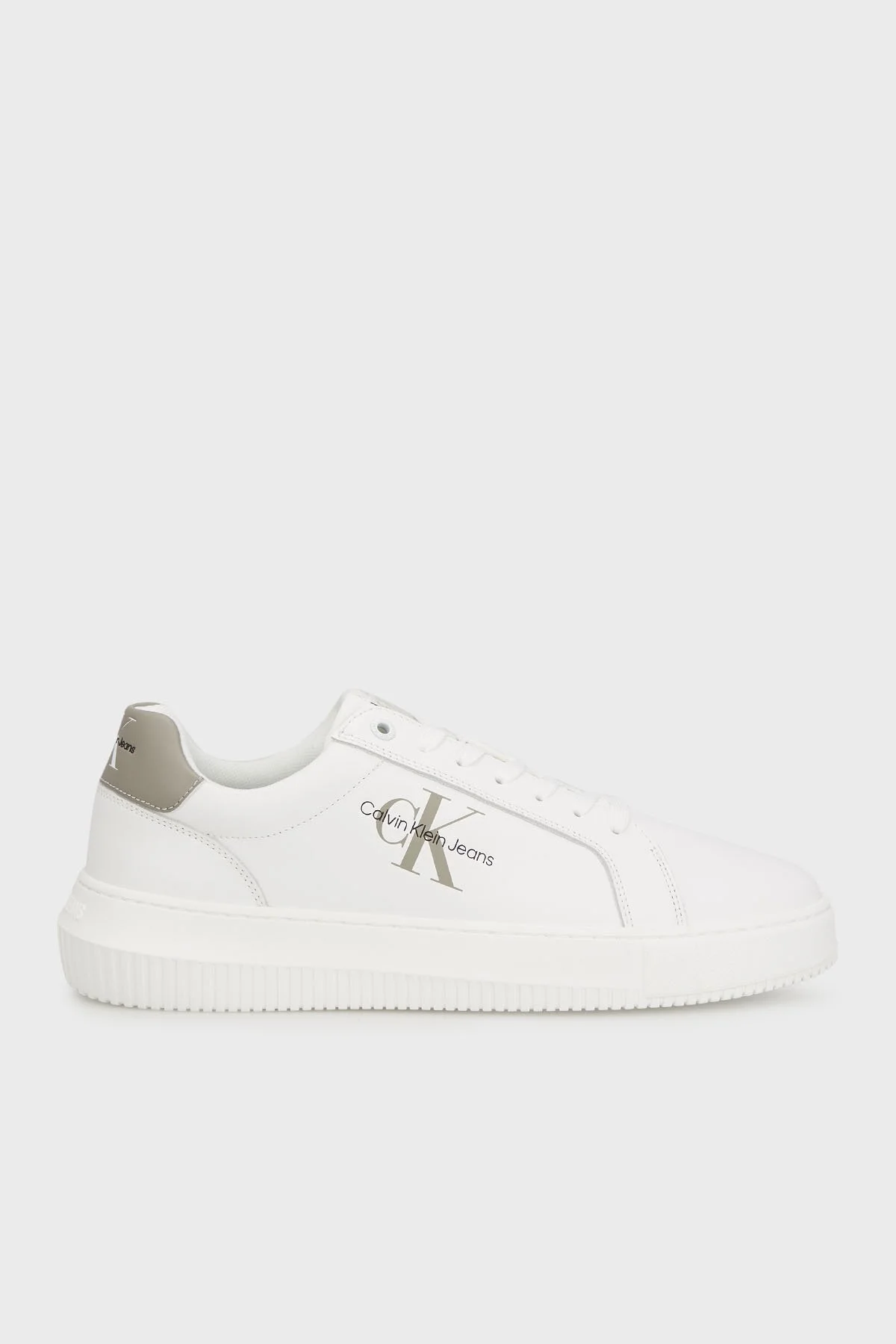 Calvin Klein Logolu Deri Sneaker YM0YM0068102S Erkek Ayakkabı YM0YM00681 02S BEYAZ - 6