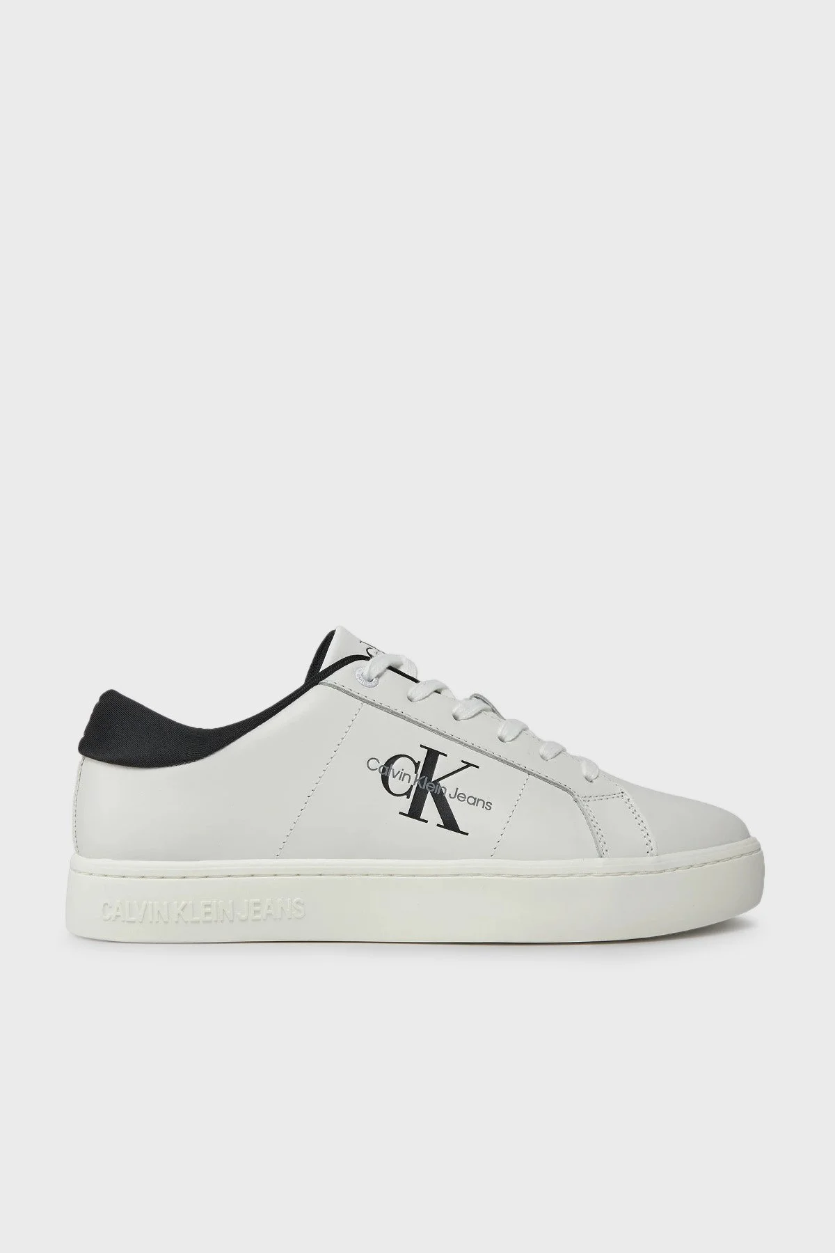 Calvin Klein Logolu Deri Sneaker YM0YM0086401W Erkek Ayakkabı YM0YM00864 01W BEYAZ-SİYAH - 6