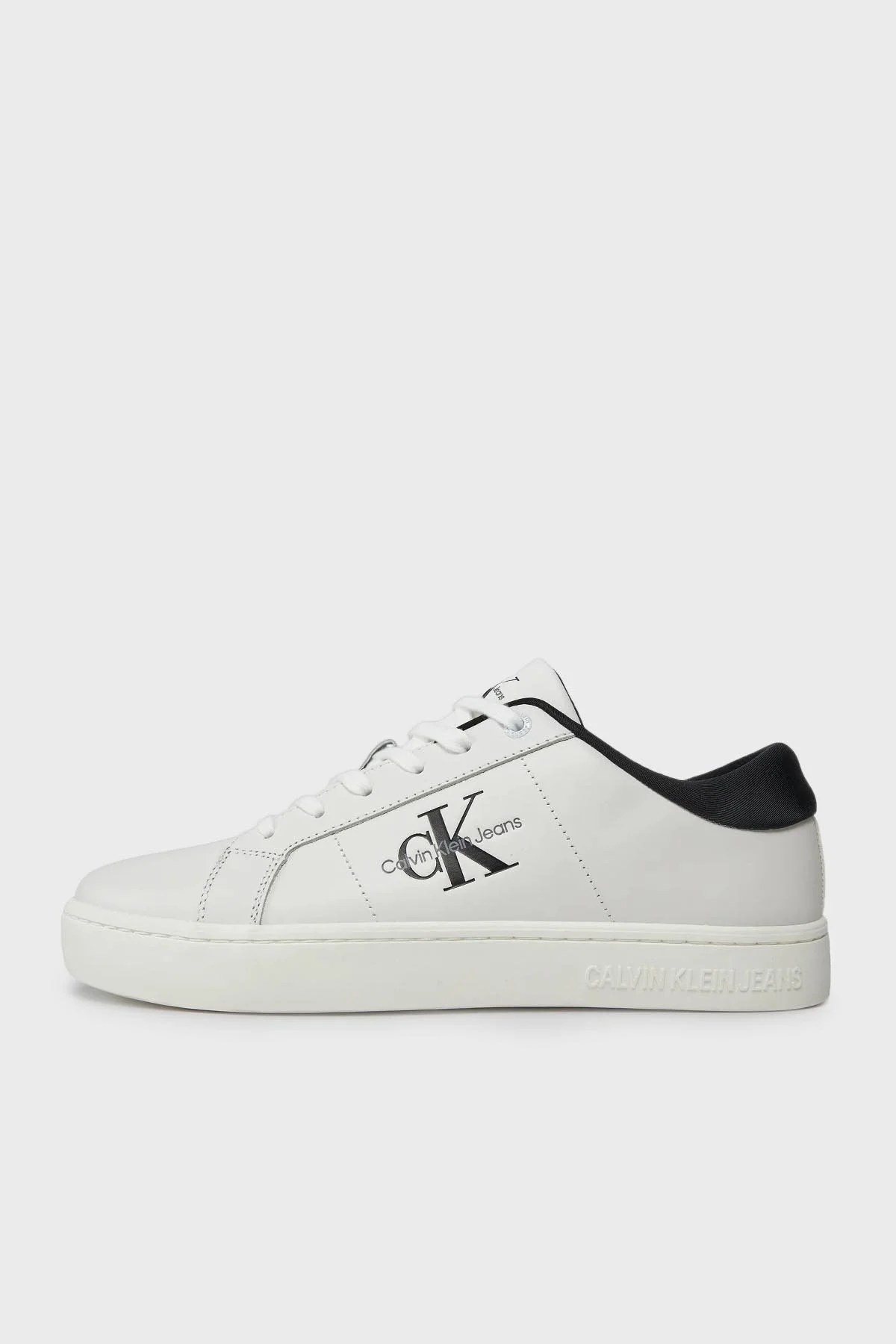 Calvin Klein Logolu Deri Sneaker YM0YM0086401W Erkek Ayakkabı YM0YM00864 01W BEYAZ-SİYAH - 7