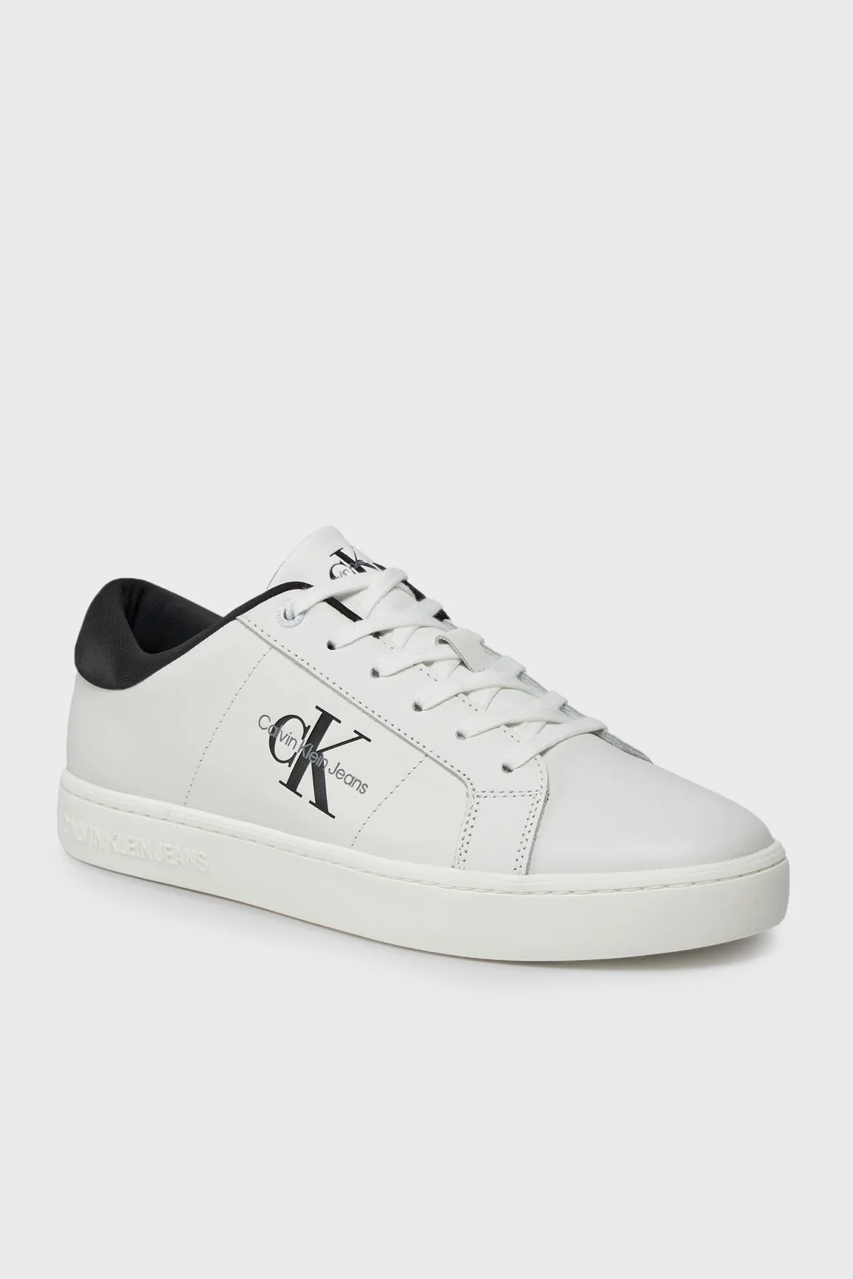 Calvin Klein Logolu Deri Sneaker YM0YM0086401W Erkek Ayakkabı YM0YM00864 01W BEYAZ-SİYAH - 10