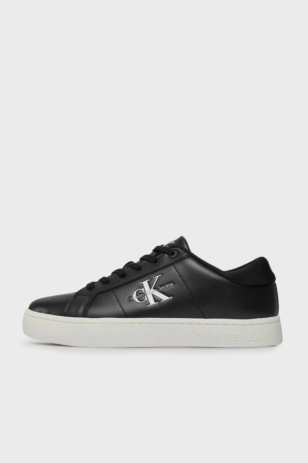 Calvin Klein Logolu Deri Sneaker YM0YM008640GM Erkek Ayakkabı YM0YM00864 0GM SİYAH-BEYAZ - 2