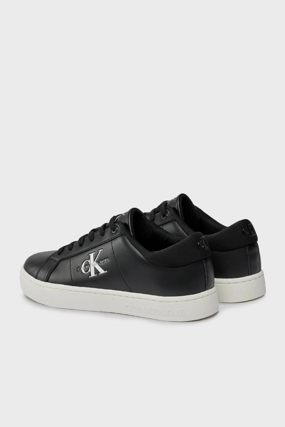 Calvin Klein Logolu Deri Sneaker YM0YM008640GM Erkek Ayakkabı YM0YM00864 0GM SİYAH-BEYAZ - 3