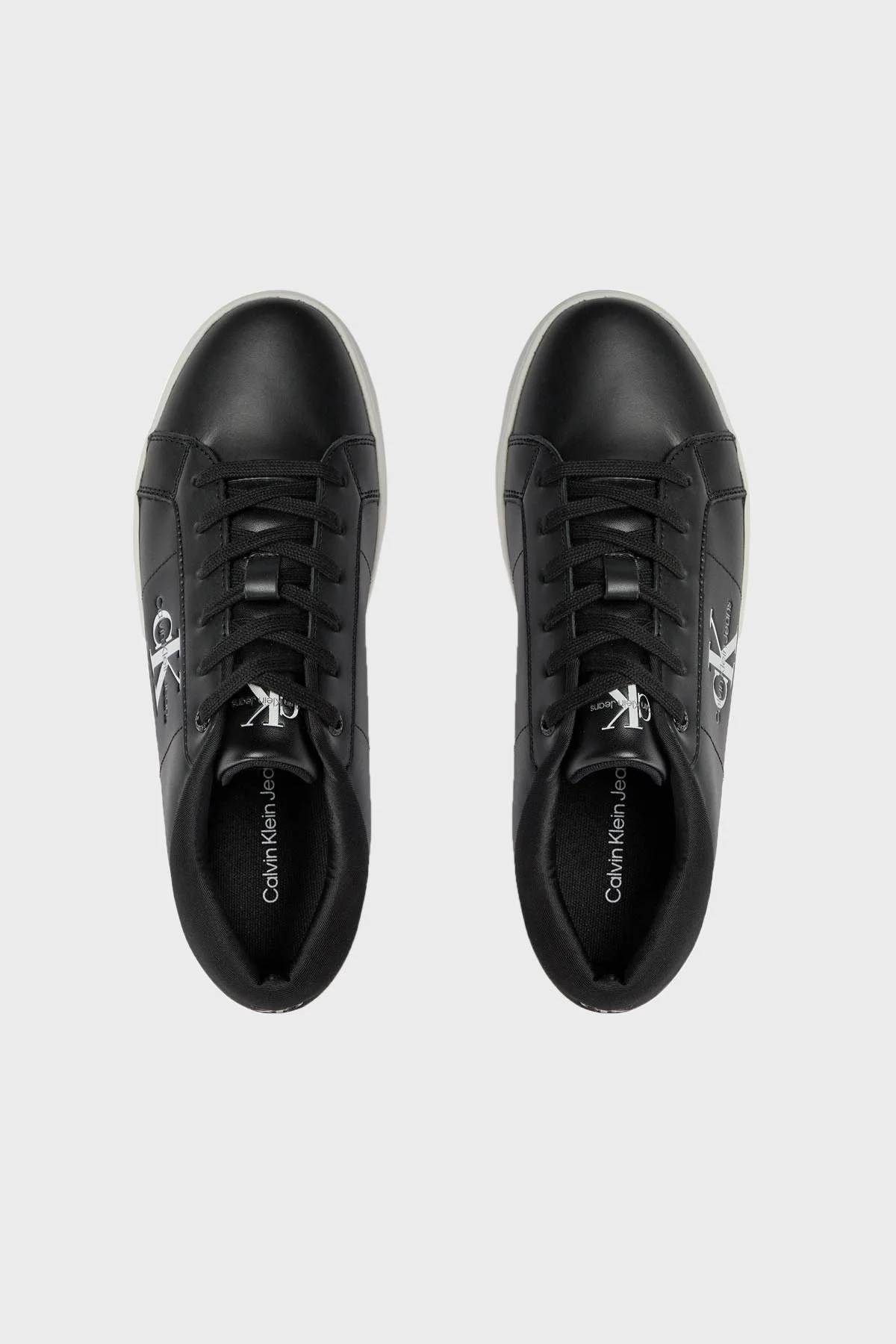 Calvin Klein Logolu Deri Sneaker YM0YM008640GM Erkek Ayakkabı YM0YM00864 0GM SİYAH-BEYAZ - 5