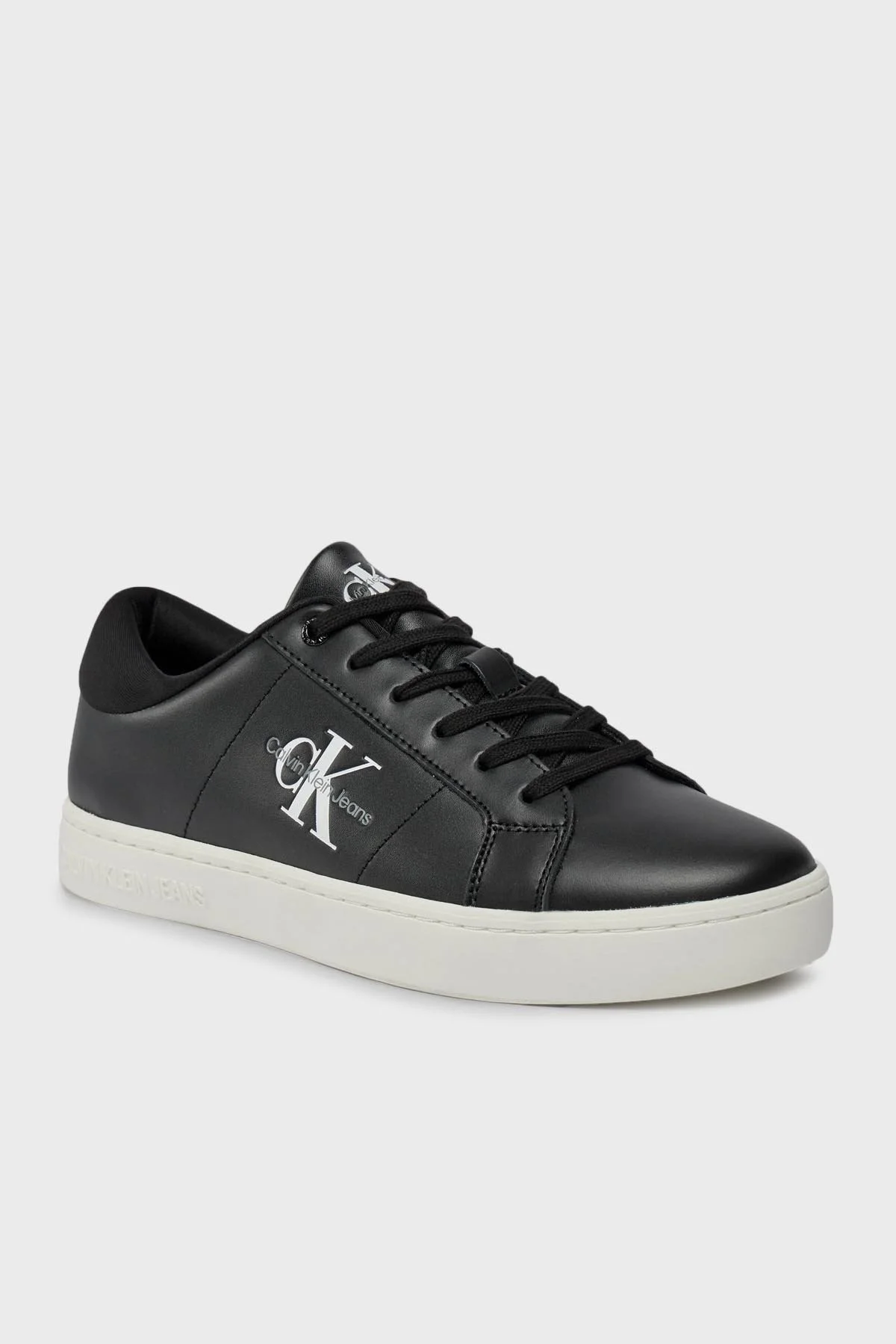 Calvin Klein Logolu Deri Sneaker YM0YM008640GM Erkek Ayakkabı YM0YM00864 0GM SİYAH-BEYAZ - 6