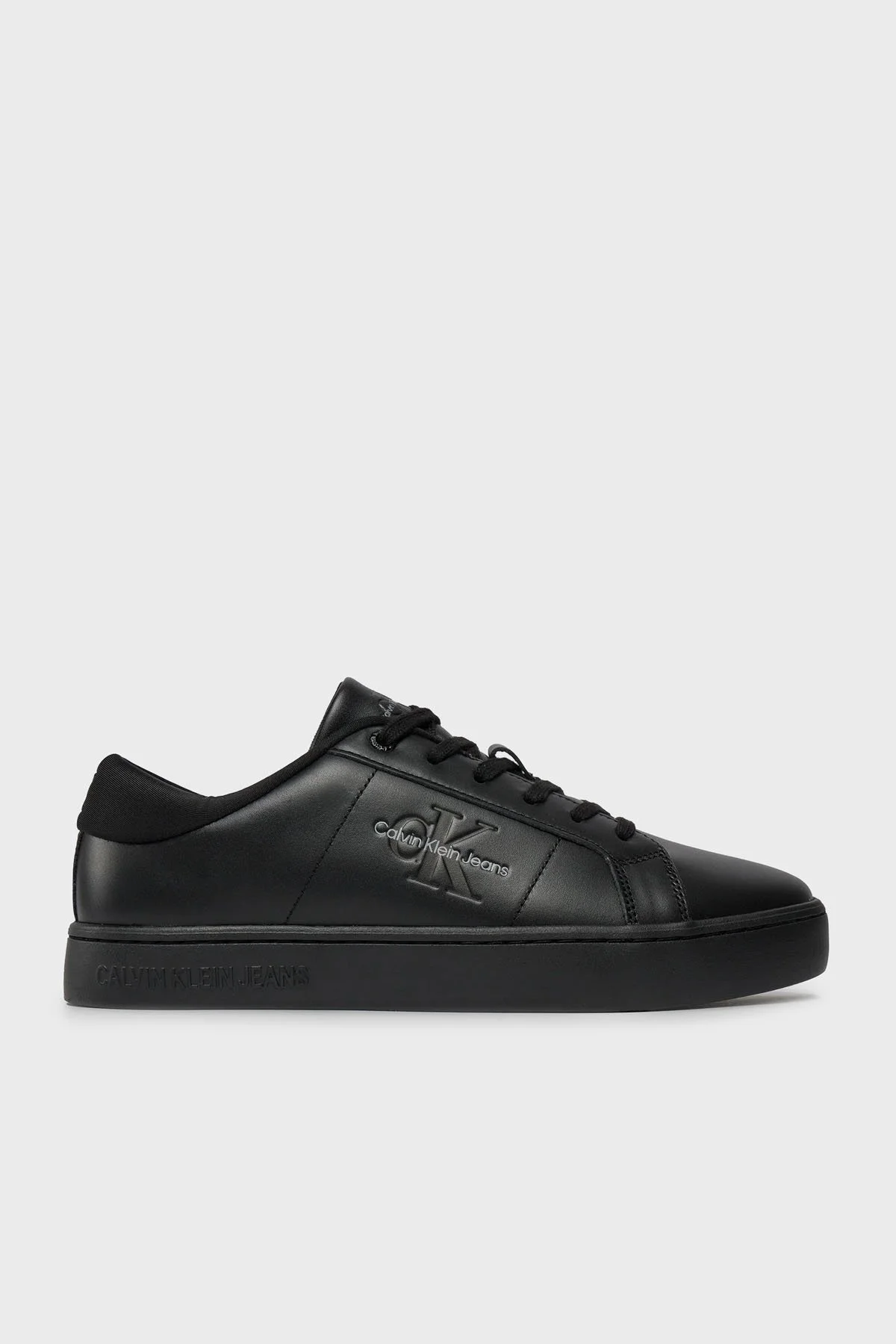 Calvin Klein Logolu Deri Sneaker YM0YM008640GT Erkek Ayakkabı YM0YM00864 0GT SİYAH - 1