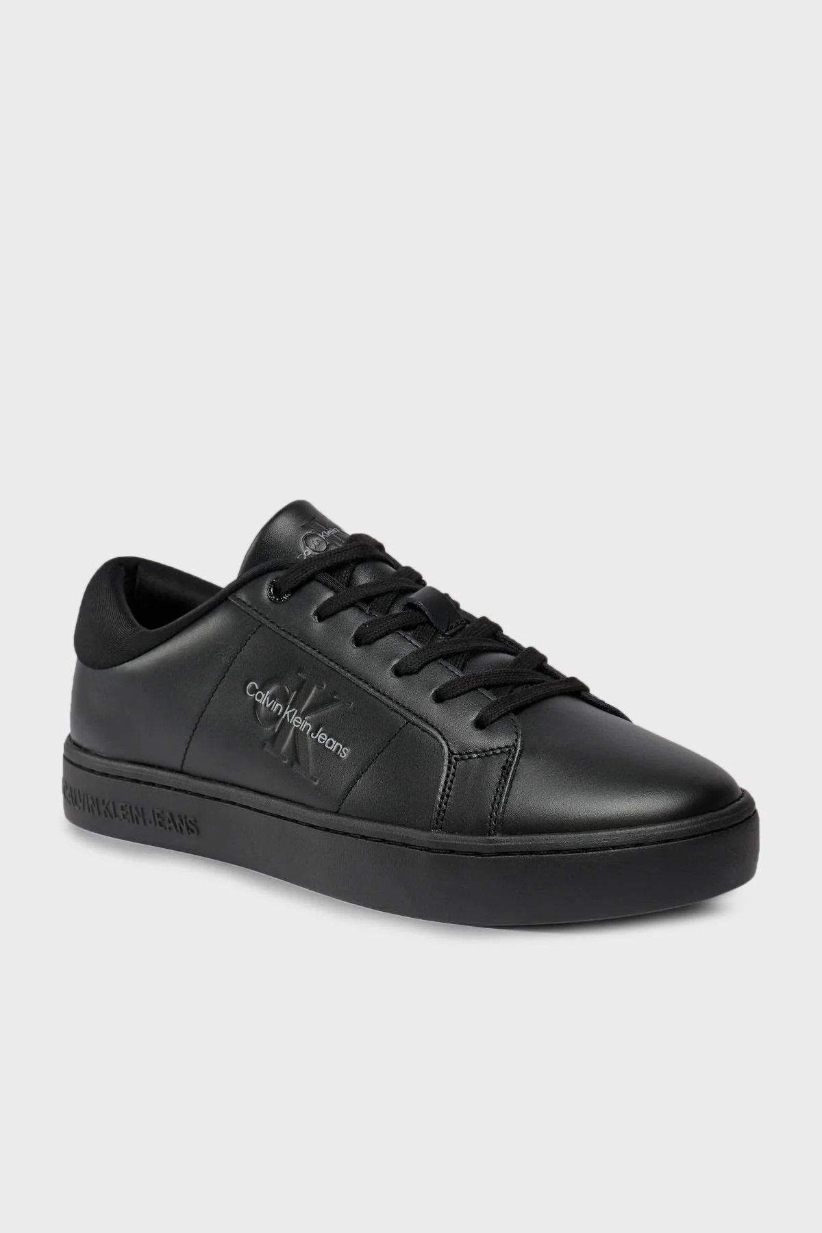 Calvin Klein Logolu Deri Sneaker YM0YM008640GT Erkek Ayakkabı YM0YM00864 0GT SİYAH - 6