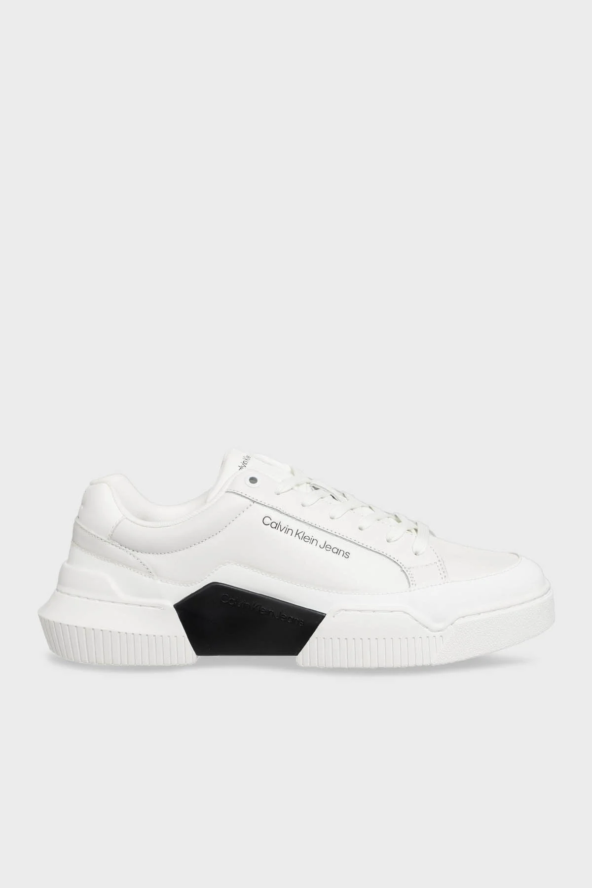 Calvin Klein Logolu Deri Sneaker YM0YM0087501W Erkek Ayakkabı YM0YM00875 01W SİYAH-BEYAZ - 1