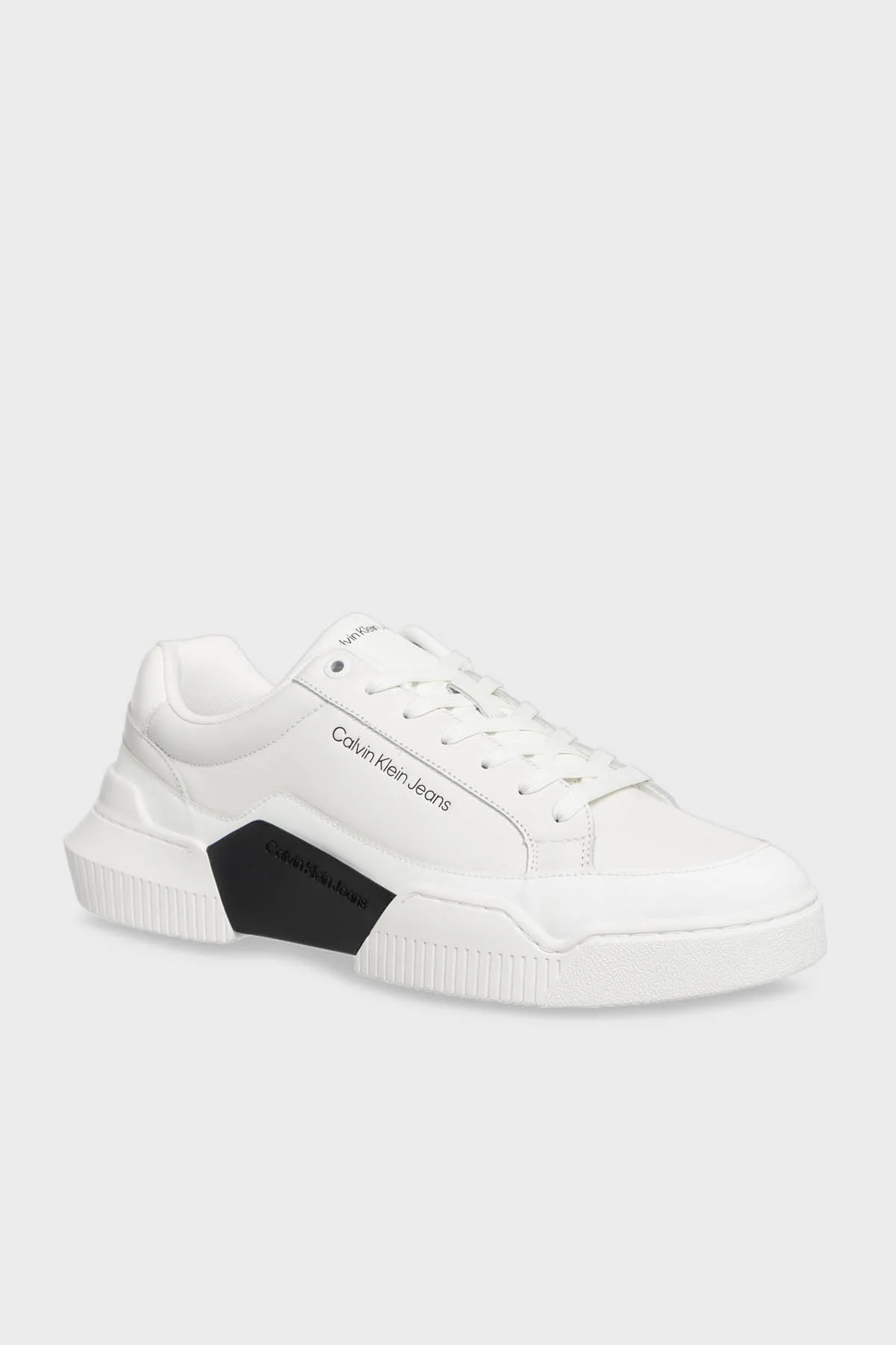 Calvin Klein Logolu Deri Sneaker YM0YM0087501W Erkek Ayakkabı YM0YM00875 01W SİYAH-BEYAZ - 3