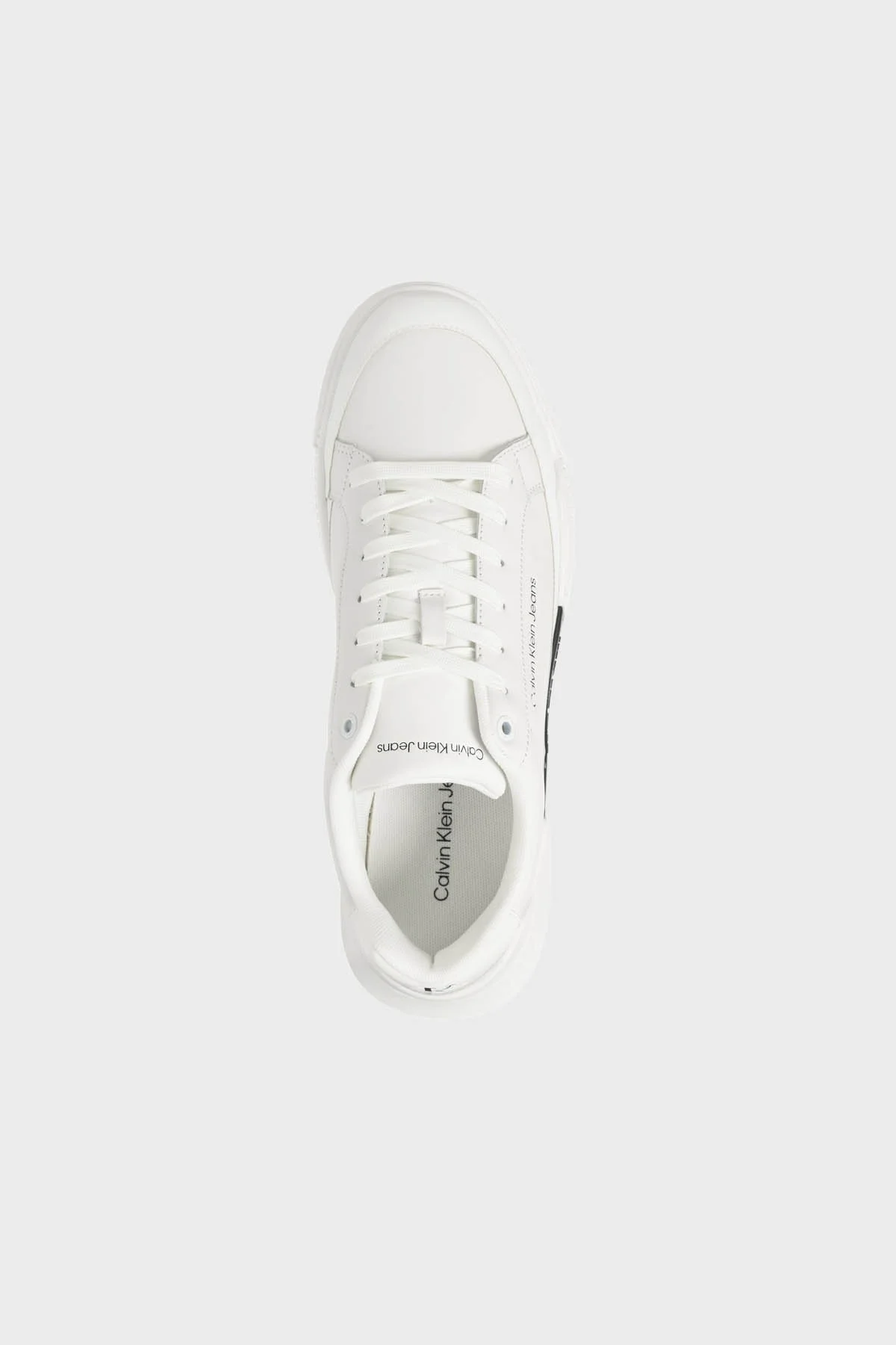 Calvin Klein Logolu Deri Sneaker YM0YM0087501W Erkek Ayakkabı YM0YM00875 01W SİYAH-BEYAZ - 4