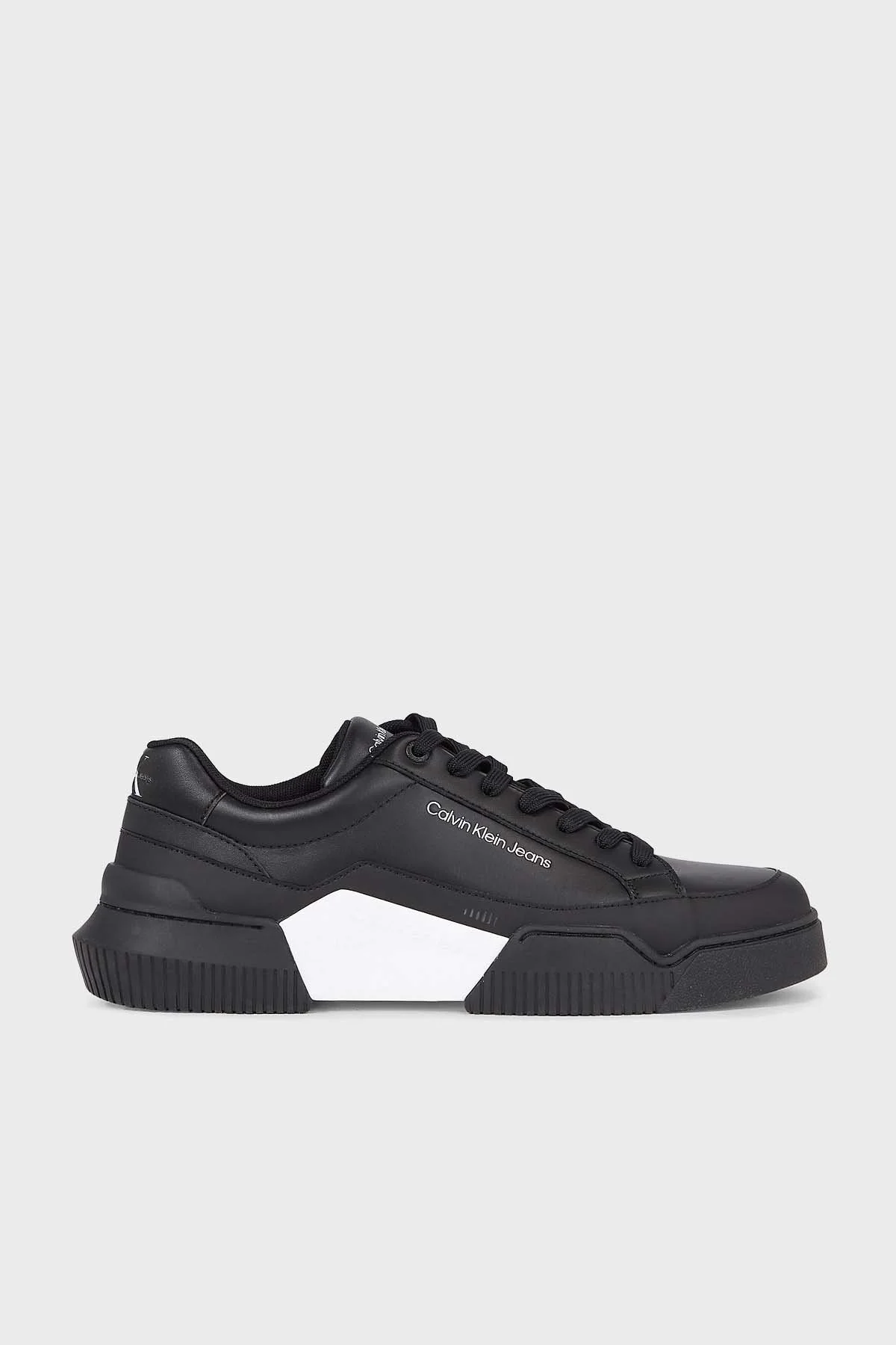 Calvin Klein Logolu Deri Sneaker YM0YM008750GM Erkek Ayakkabı YM0YM00875 0GM SİYAH-BEYAZ - 1