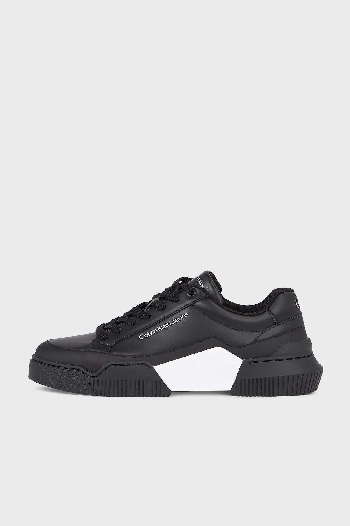 Calvin Klein Logolu Deri Sneaker YM0YM008750GM Erkek Ayakkabı YM0YM00875 0GM SİYAH-BEYAZ - 2
