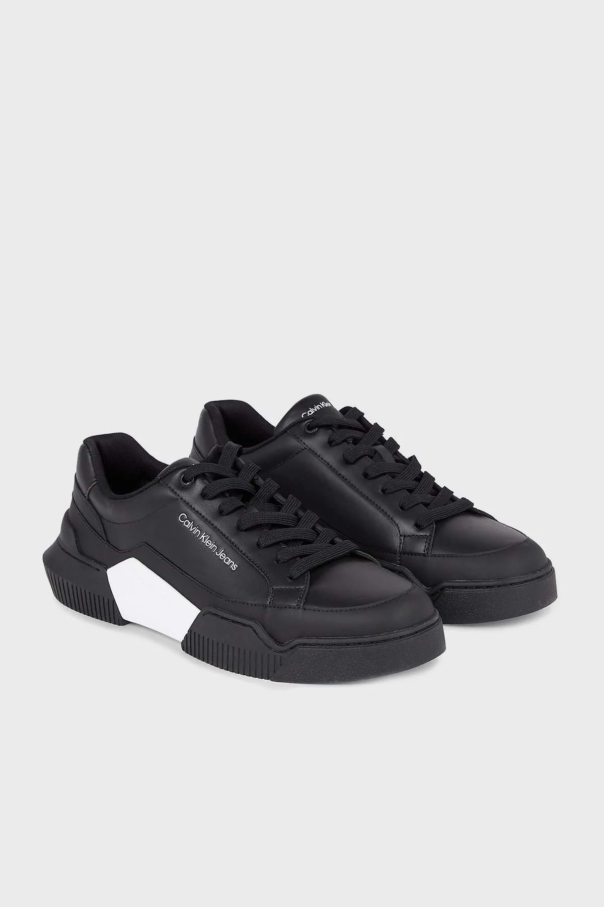 Calvin Klein Logolu Deri Sneaker YM0YM008750GM Erkek Ayakkabı YM0YM00875 0GM SİYAH-BEYAZ - 3