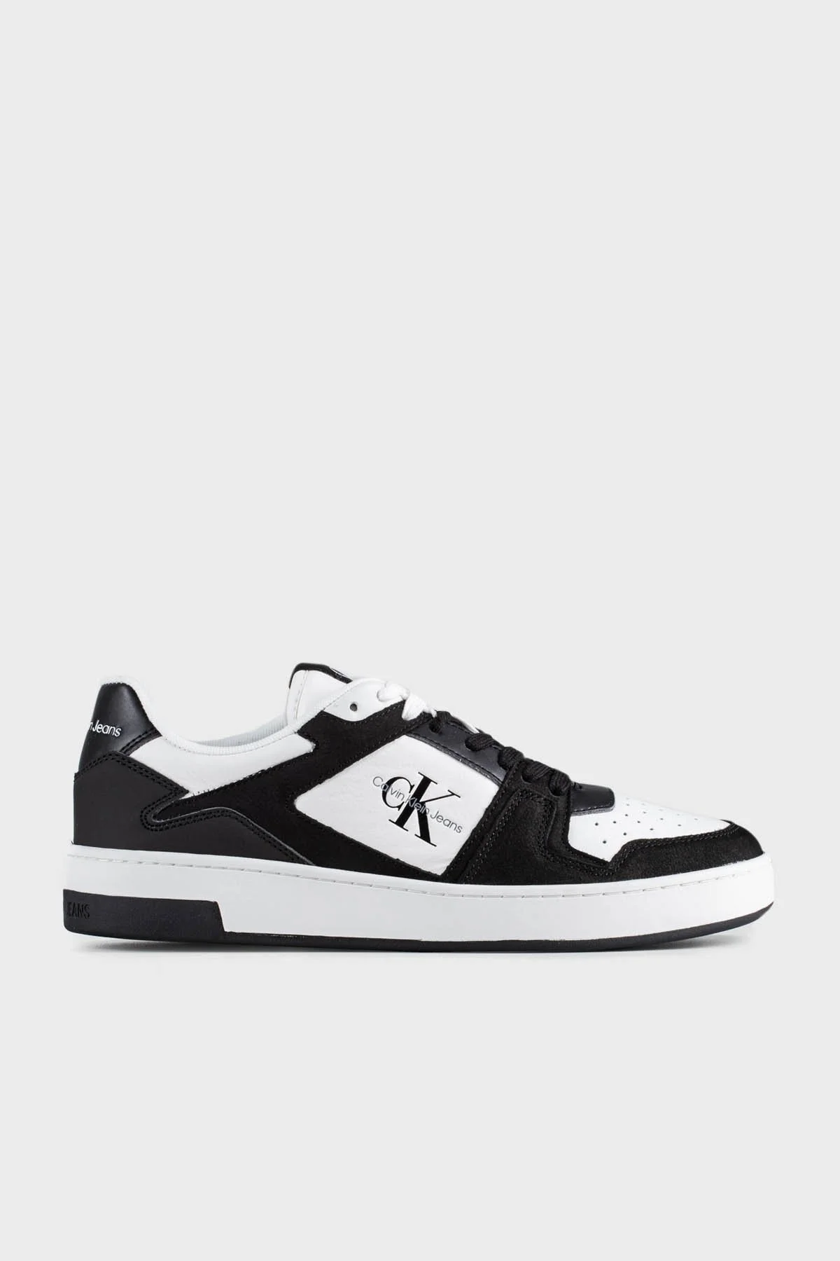 Calvin Klein Logolu Deri Sneaker YM0YM0088401W Erkek Ayakkabı YM0YM00884 01W SİYAH-BEYAZ - 1