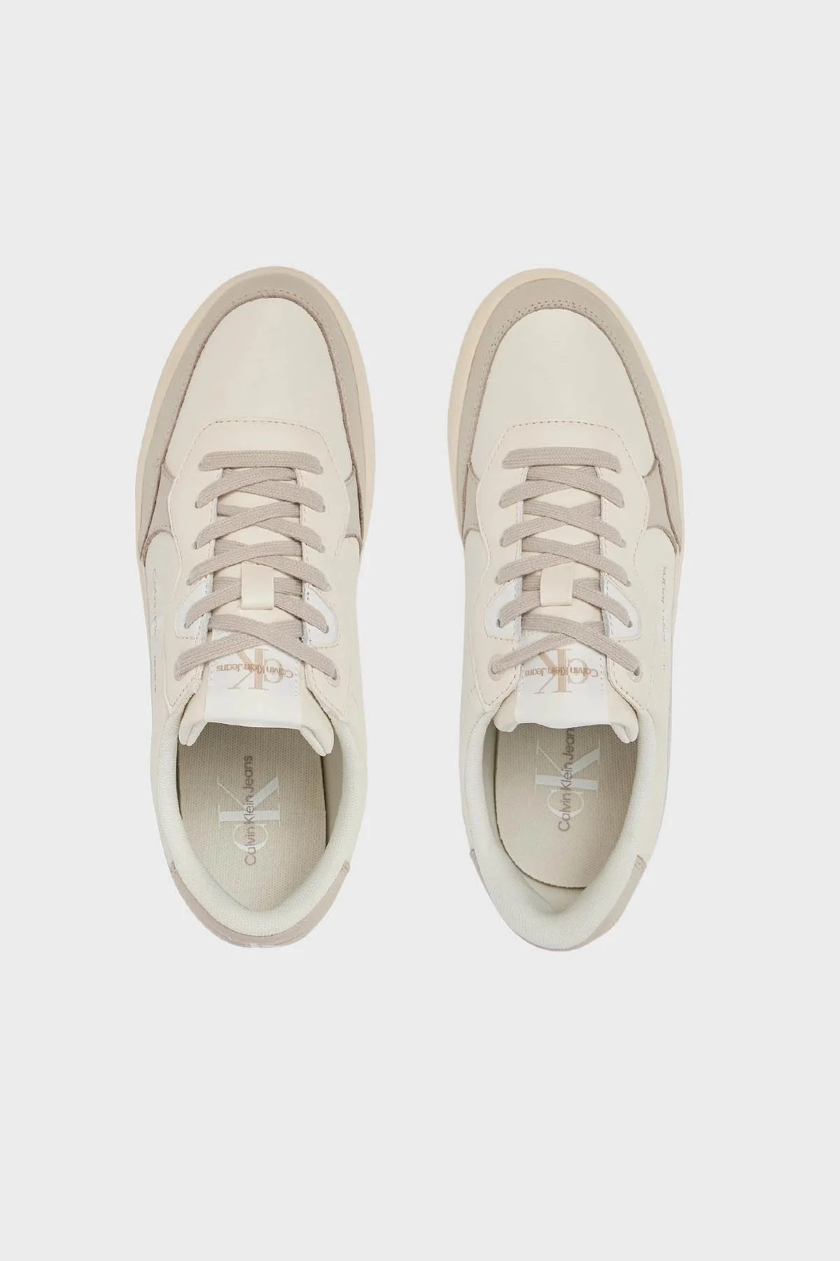 Calvin Klein Logolu Deri Sneaker YM0YM008850GF Erkek Ayakkabı YM0YM00885 0GF Krem-Bej - 6