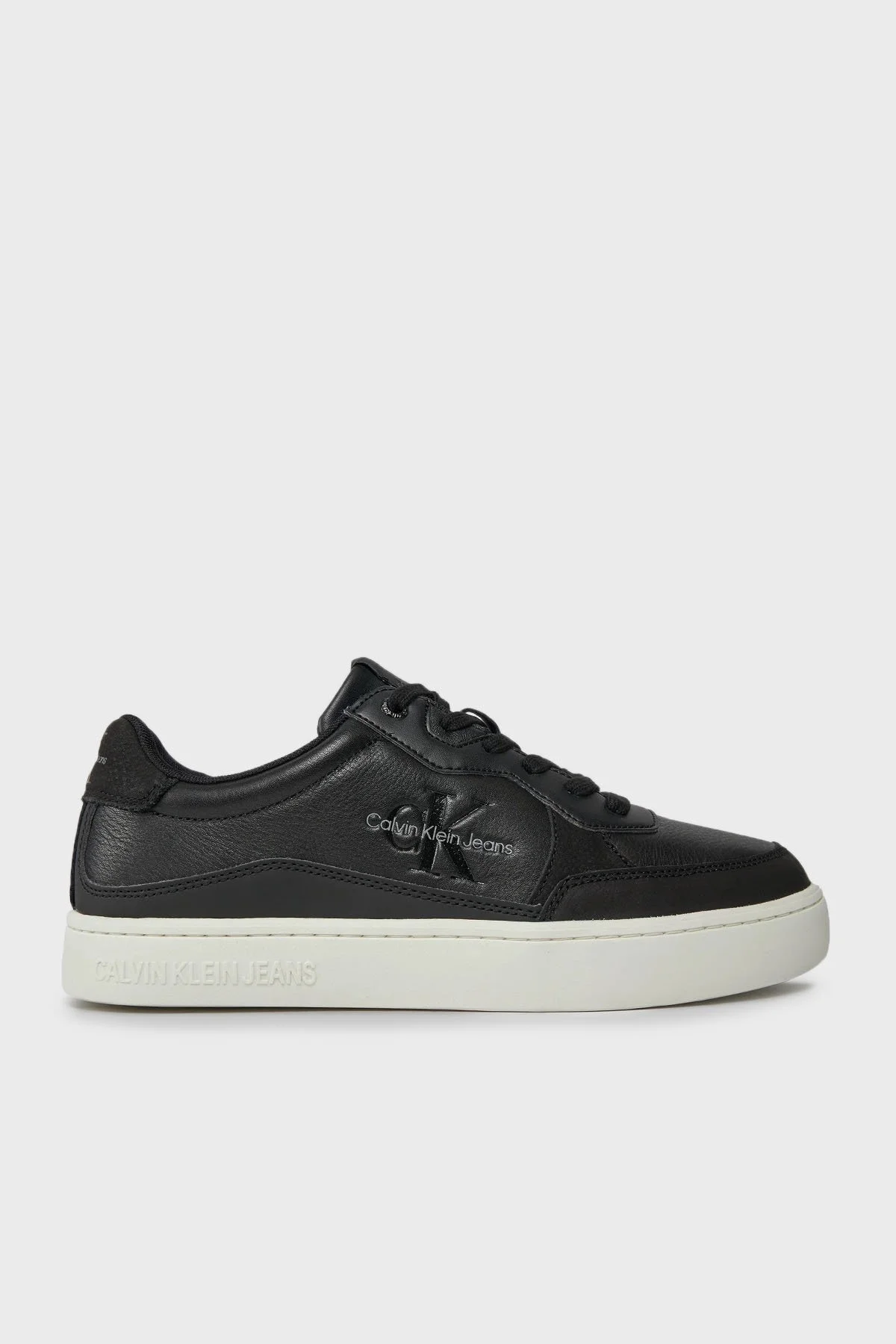 Calvin Klein Logolu Deri Sneaker YM0YM008850GM Erkek Ayakkabı YM0YM00885 0GM SİYAH-BEYAZ - 1
